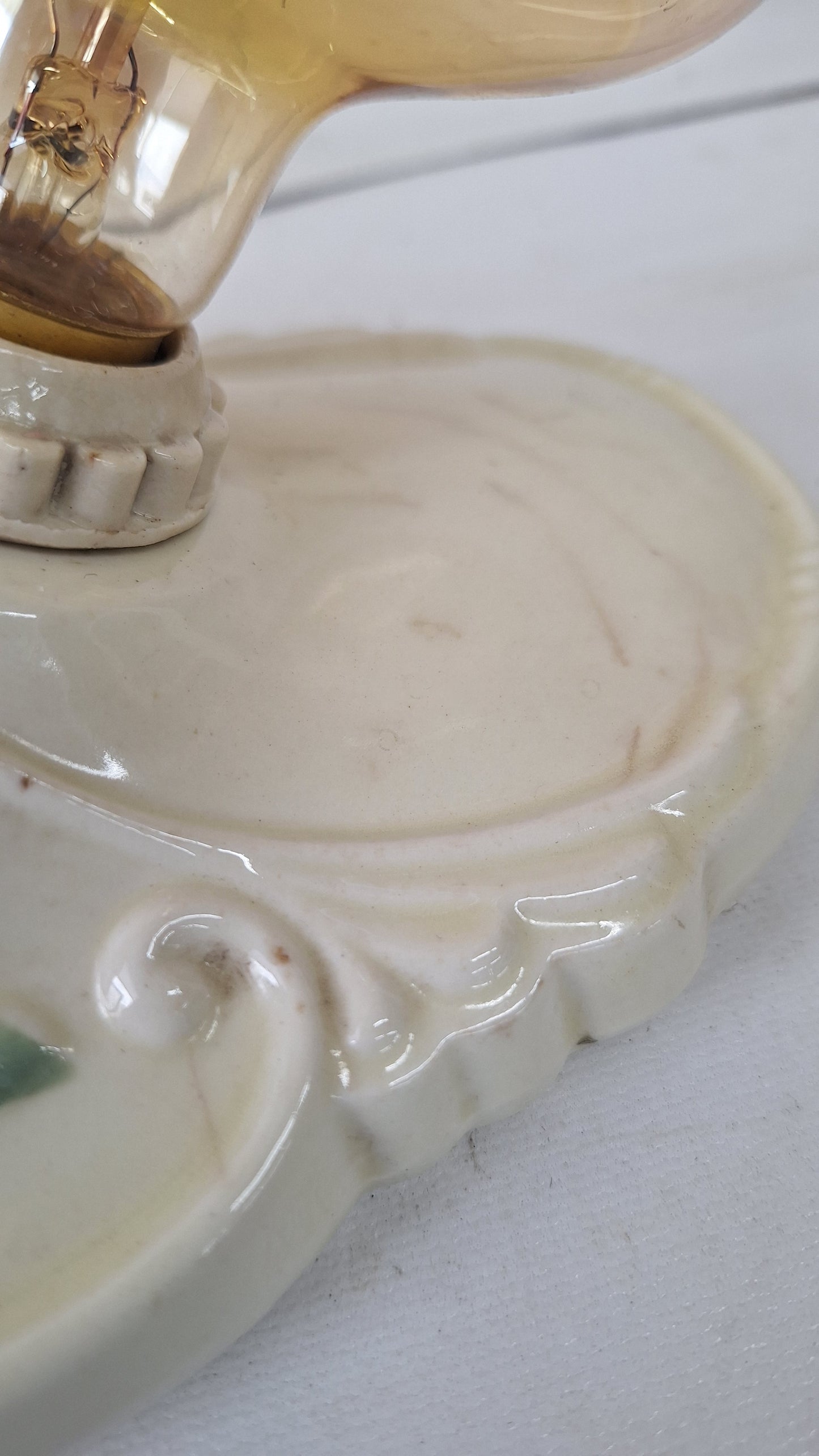 Two Bulb Floral Design Porcelier Light, Art Deco Light Fixture