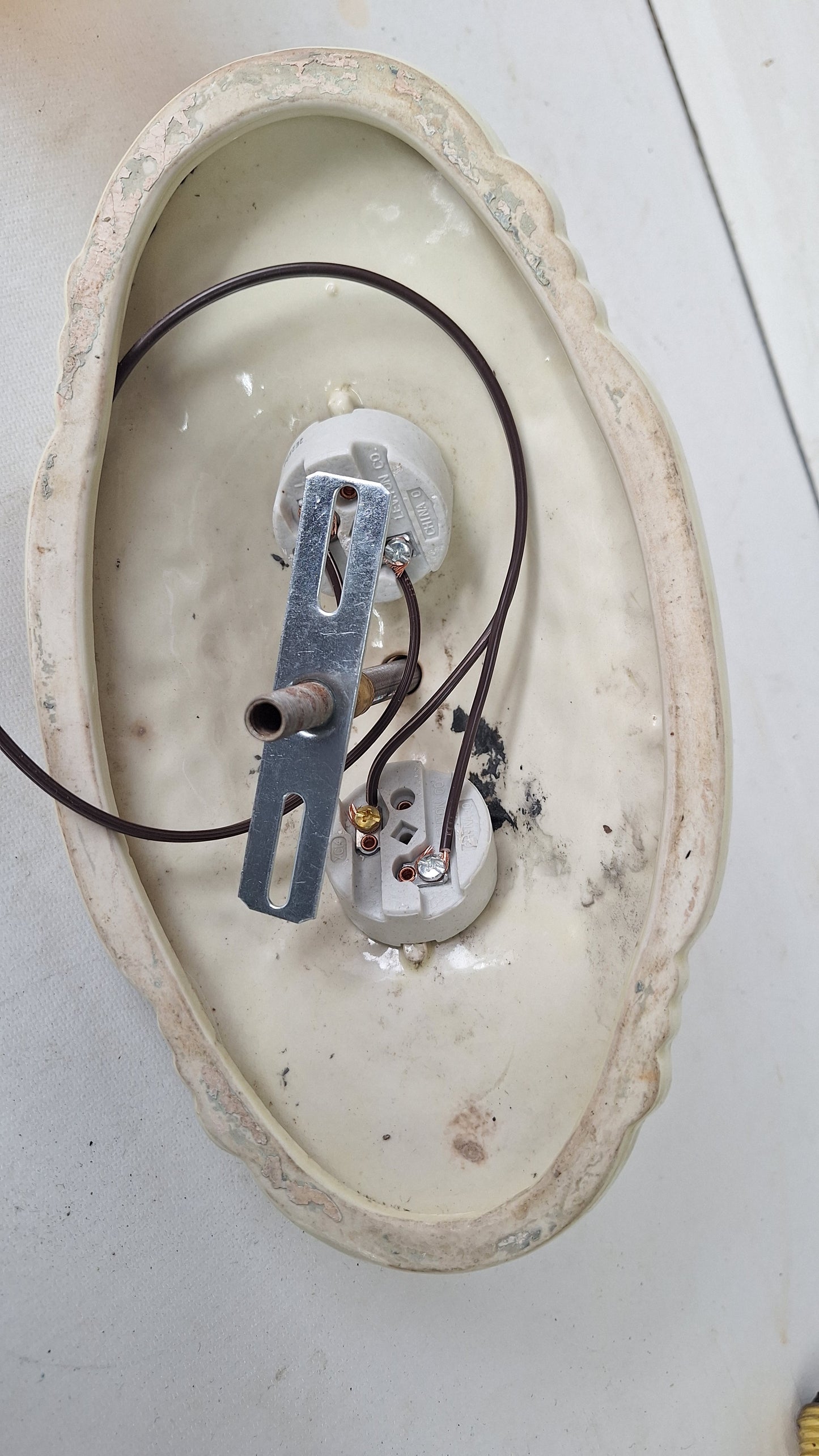 Two Bulb Floral Design Porcelier Light, Art Deco Light Fixture