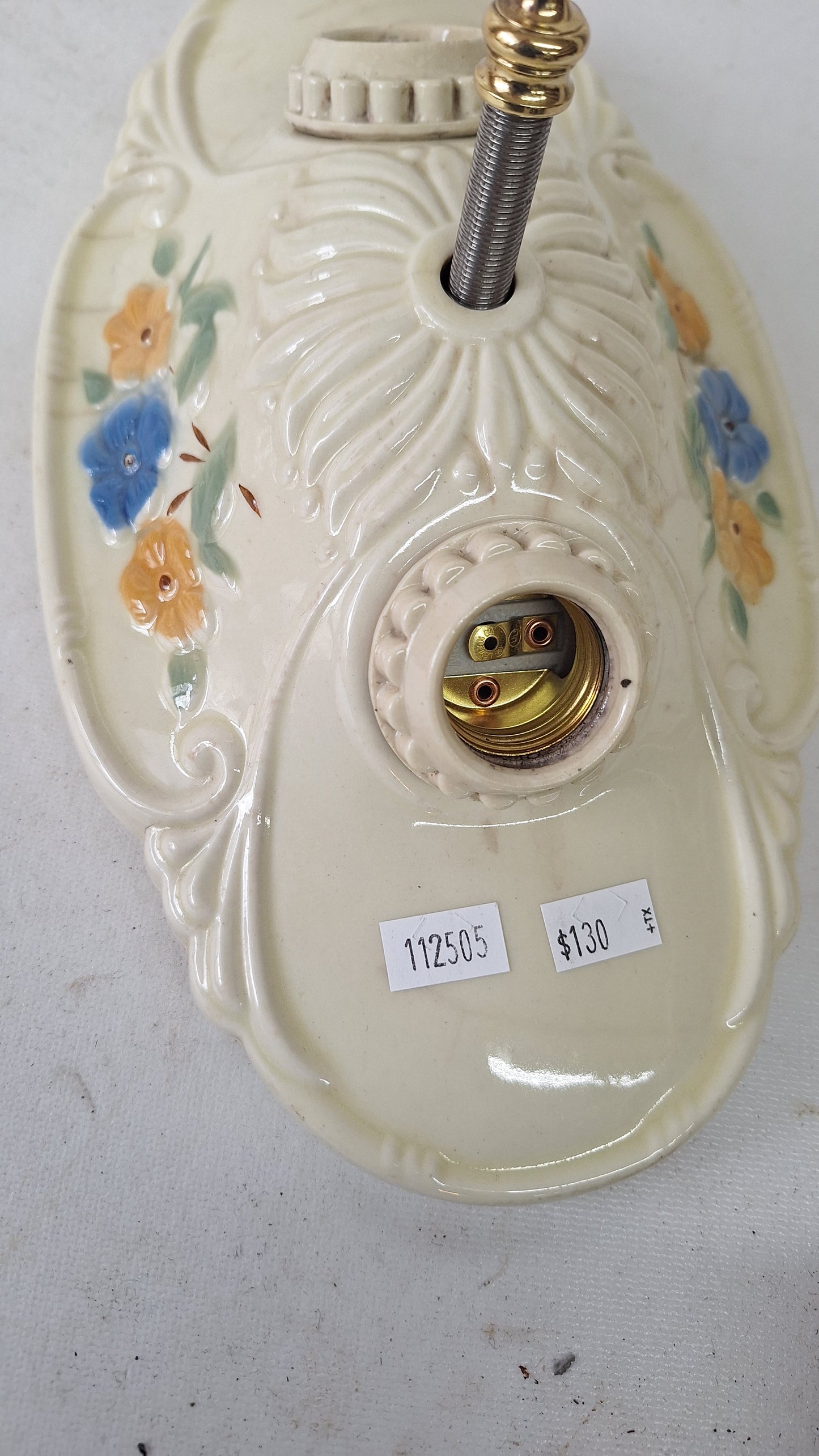 Two Bulb Floral Design Porcelier Light, Art Deco Light Fixture