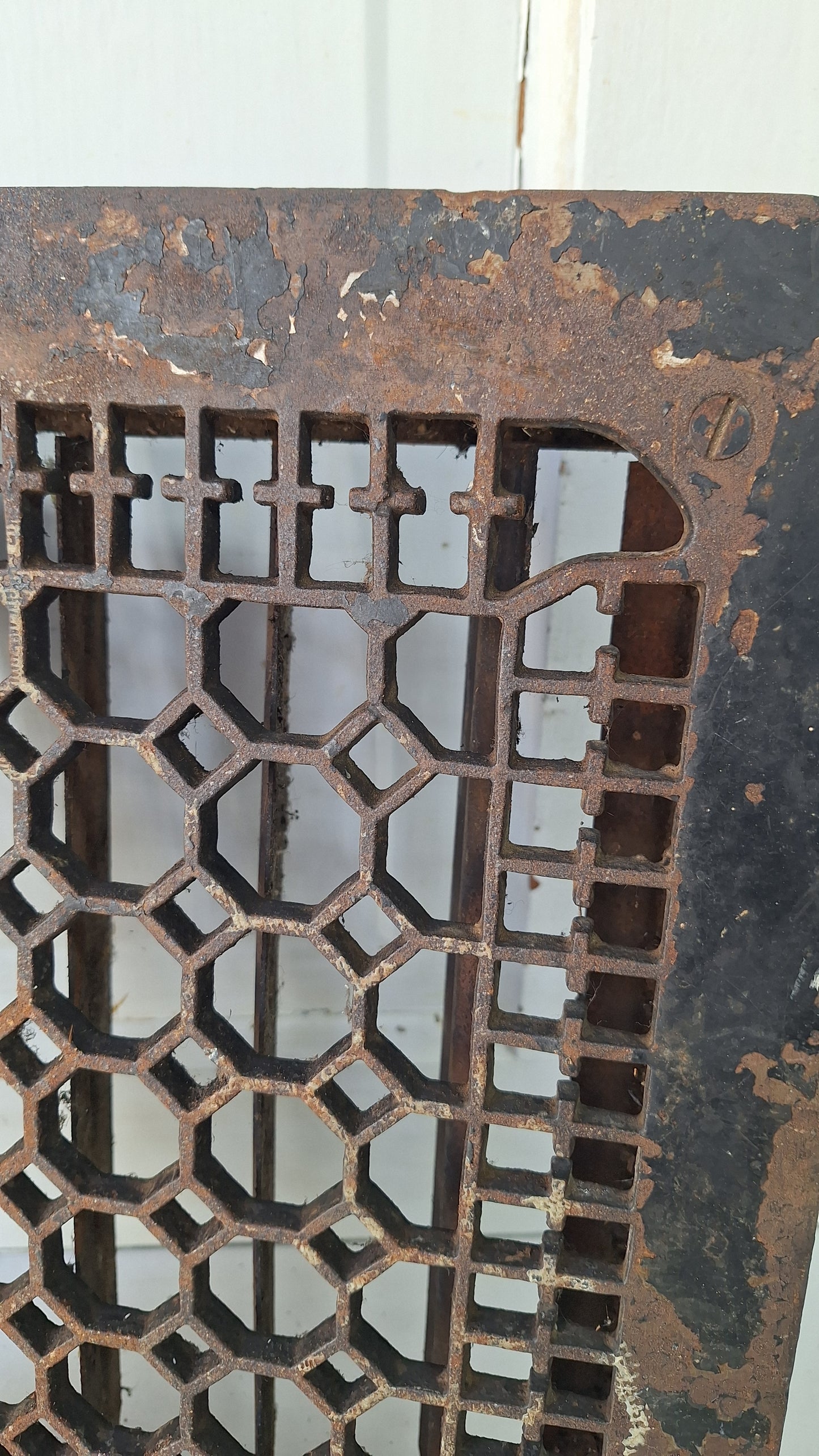 Antique Iron Lattice Pattern 14 x 11 Ornate Floor Grate, Antique Iron Vent Cover #060505