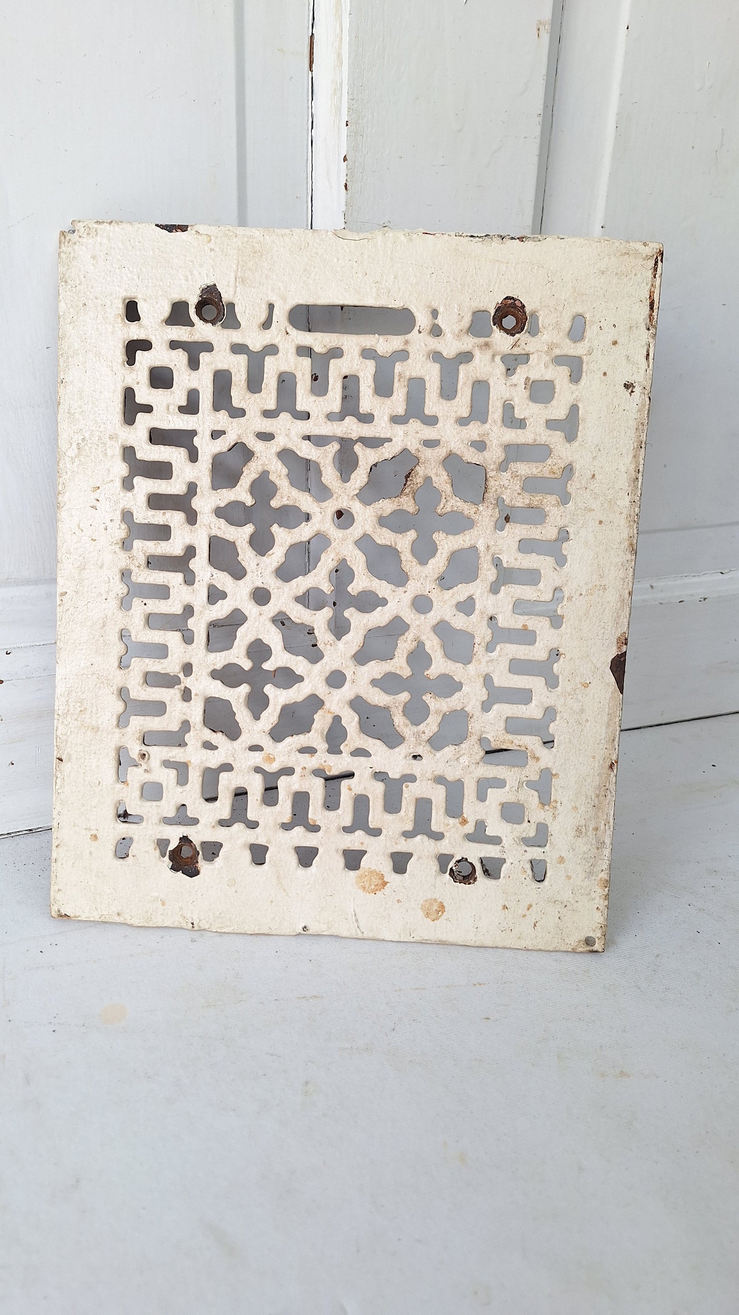10 x 12" Fancy Pattern Antique Vent Cover, Cast Iron Ornate Heating Grate Cover