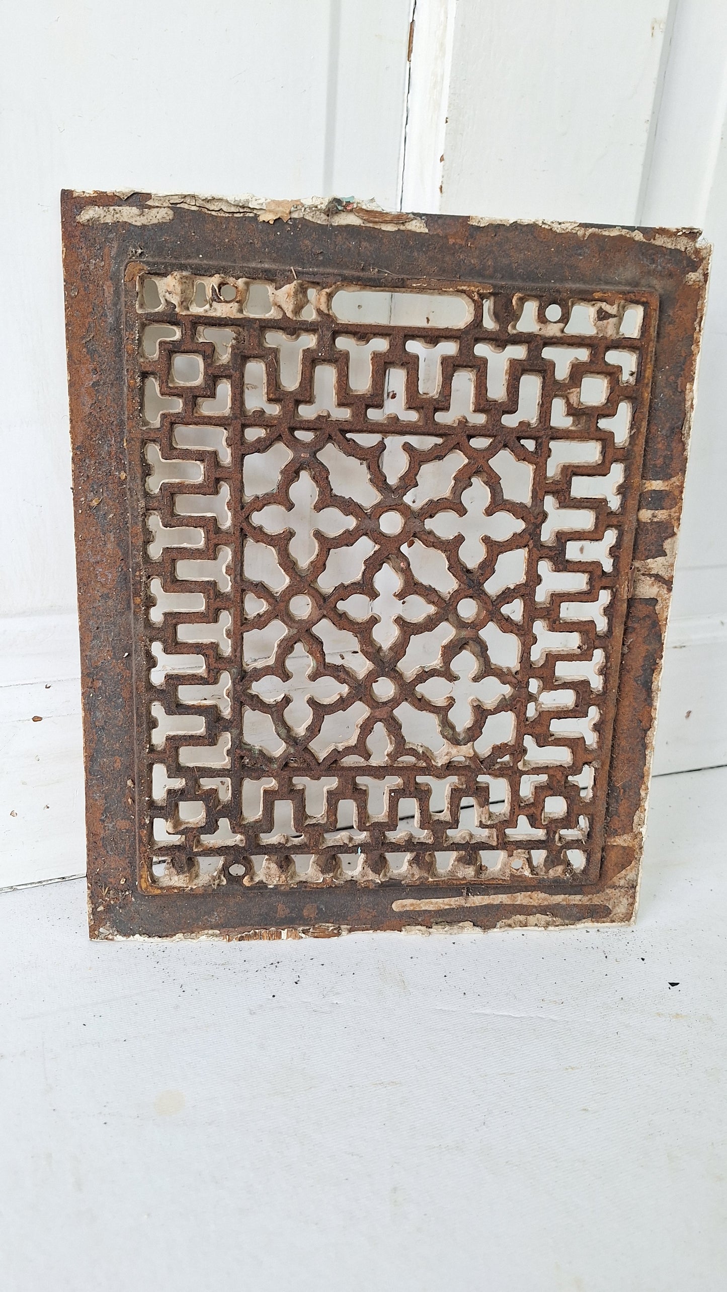 10 x 12" Fancy Pattern Antique Vent Cover, Cast Iron Ornate Heating Grate Cover