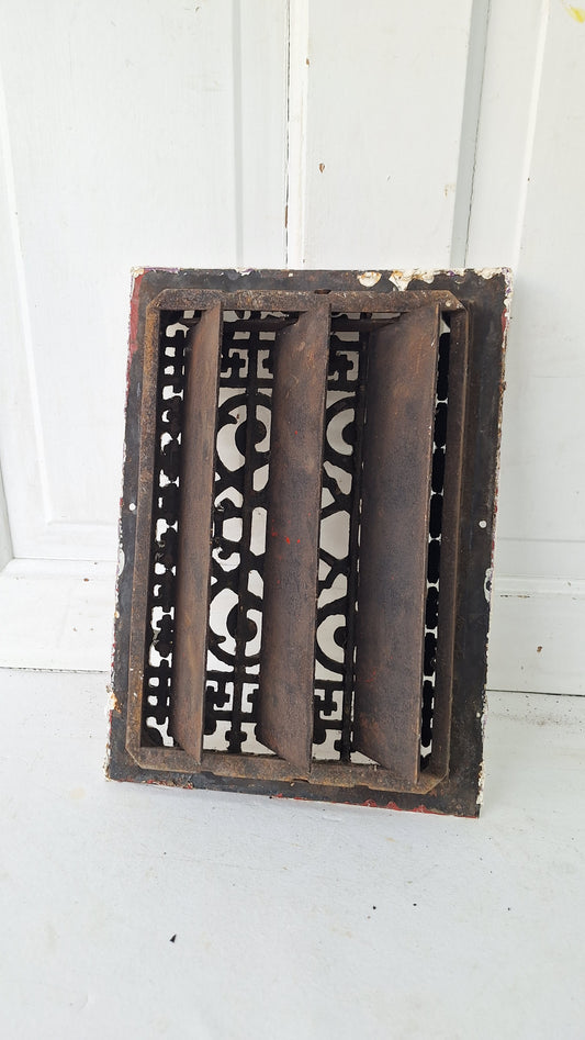 10 x 14 Cast Iron Antique Vent Cover, Fancy Metal Register Grate