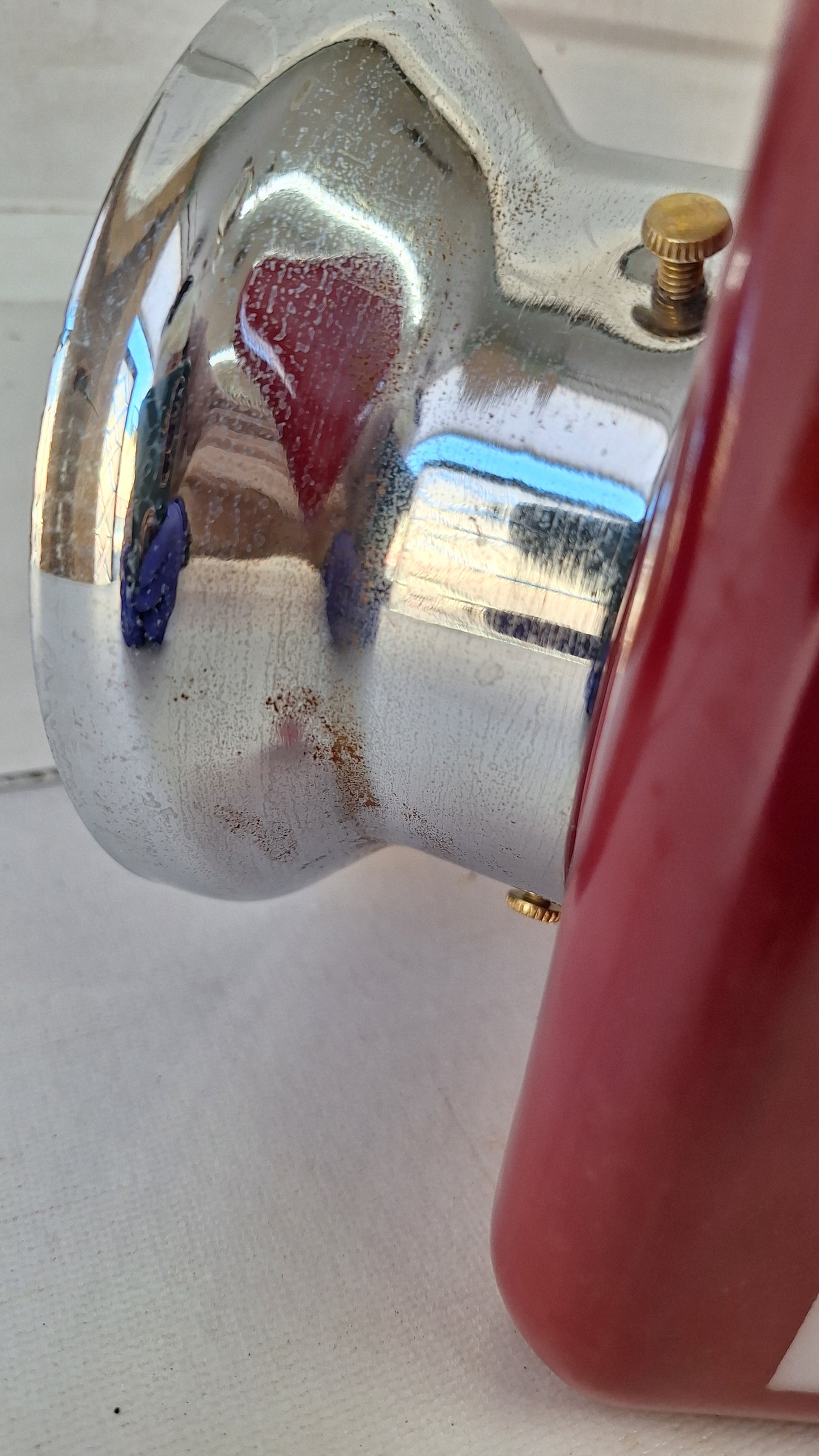 Vintage White and Red Exit Sign with Chrome Base, Wall Mounted Exit Sign