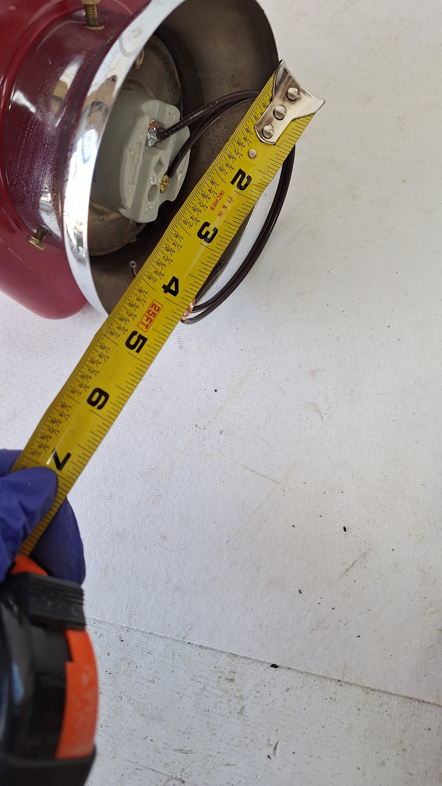 Vintage White and Red Exit Sign with Chrome Base, Wall Mounted Exit Sign