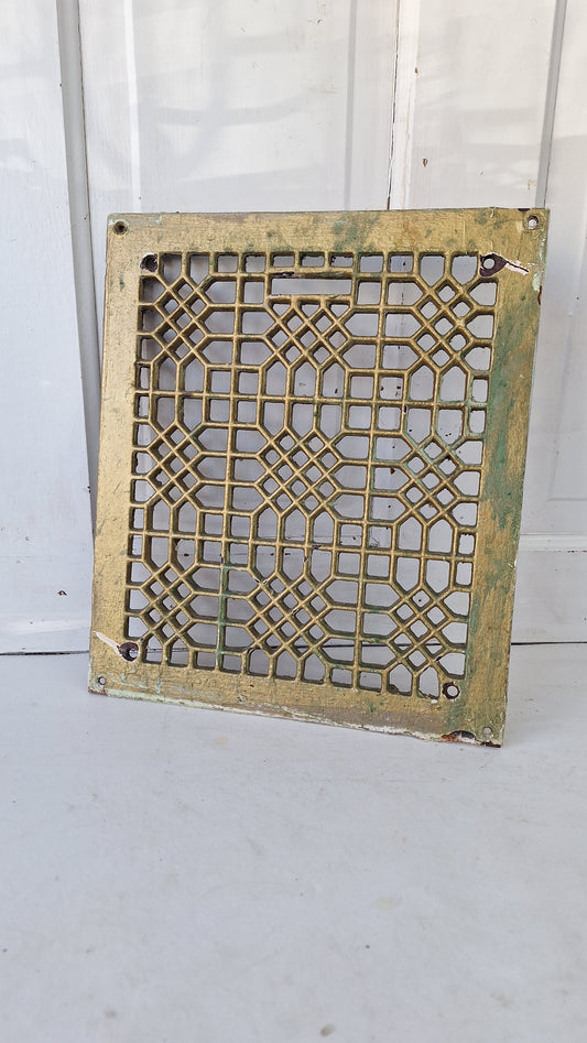 12 x 14 Antique Ornate Cast Iron Floor Grate, Register Vent Cover