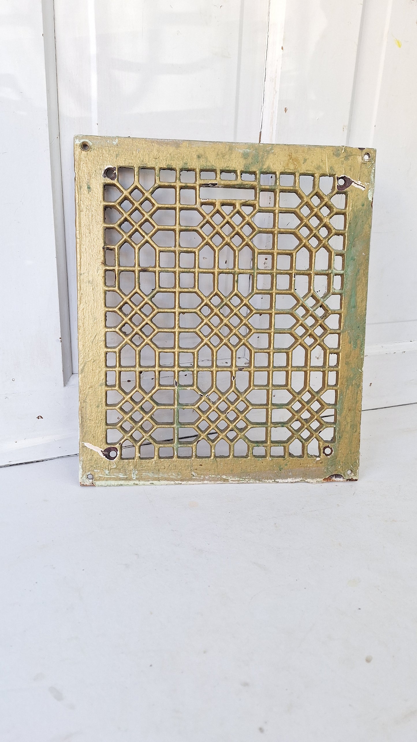 12 x 14 Antique Ornate Cast Iron Floor Grate, Register Vent Cover