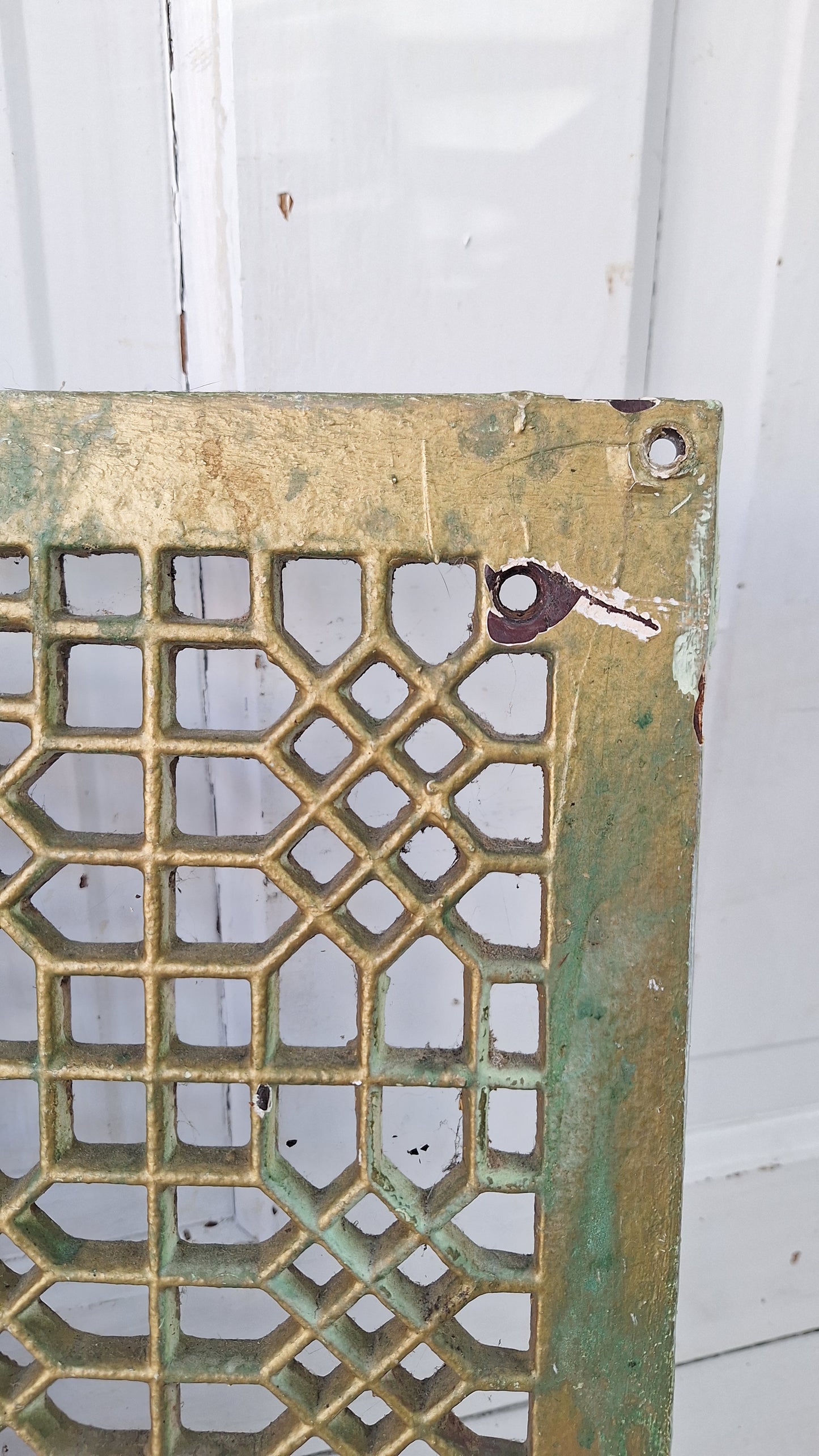 12 x 14 Antique Ornate Cast Iron Floor Grate, Register Vent Cover