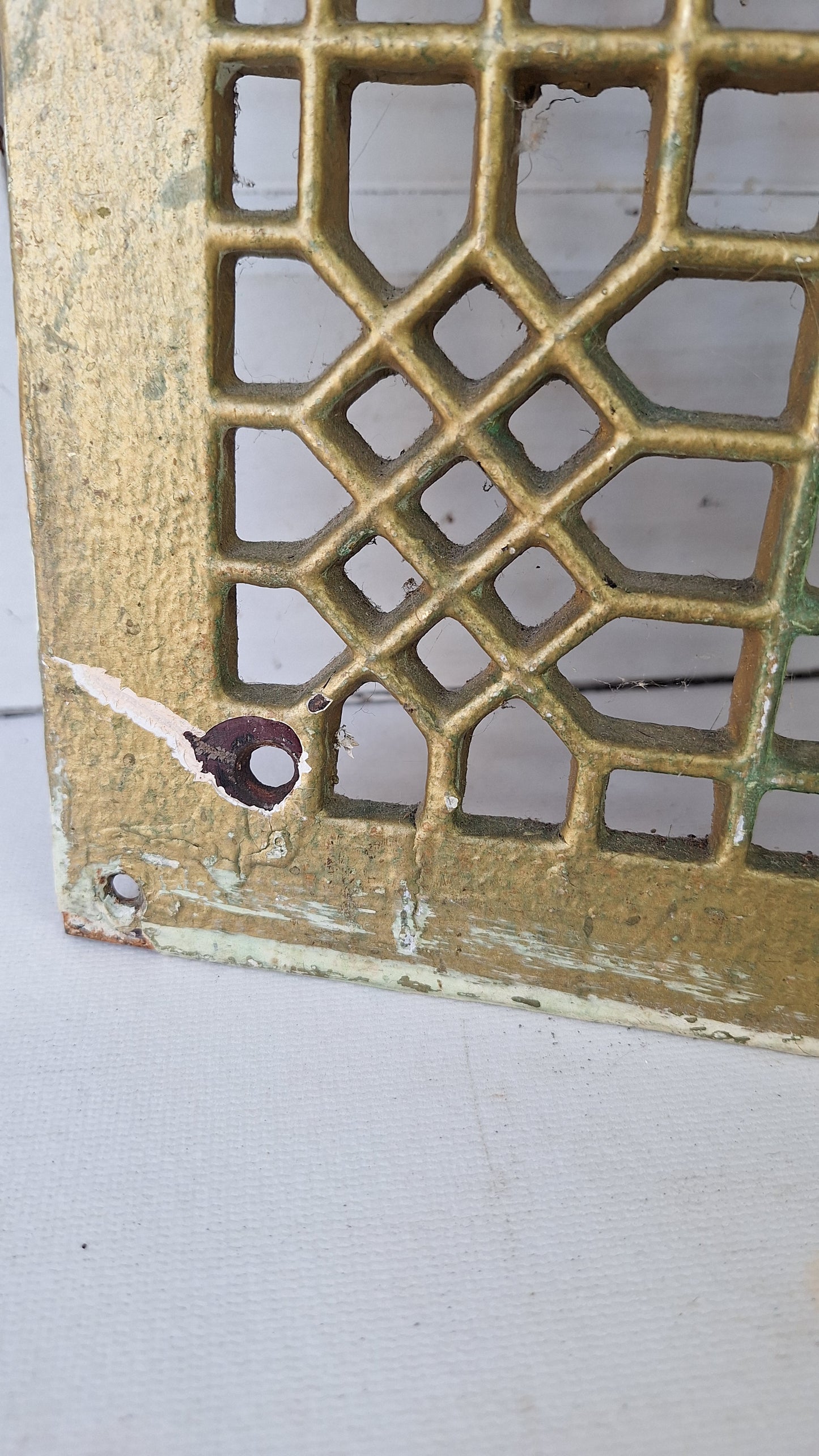 12 x 14 Antique Ornate Cast Iron Floor Grate, Register Vent Cover