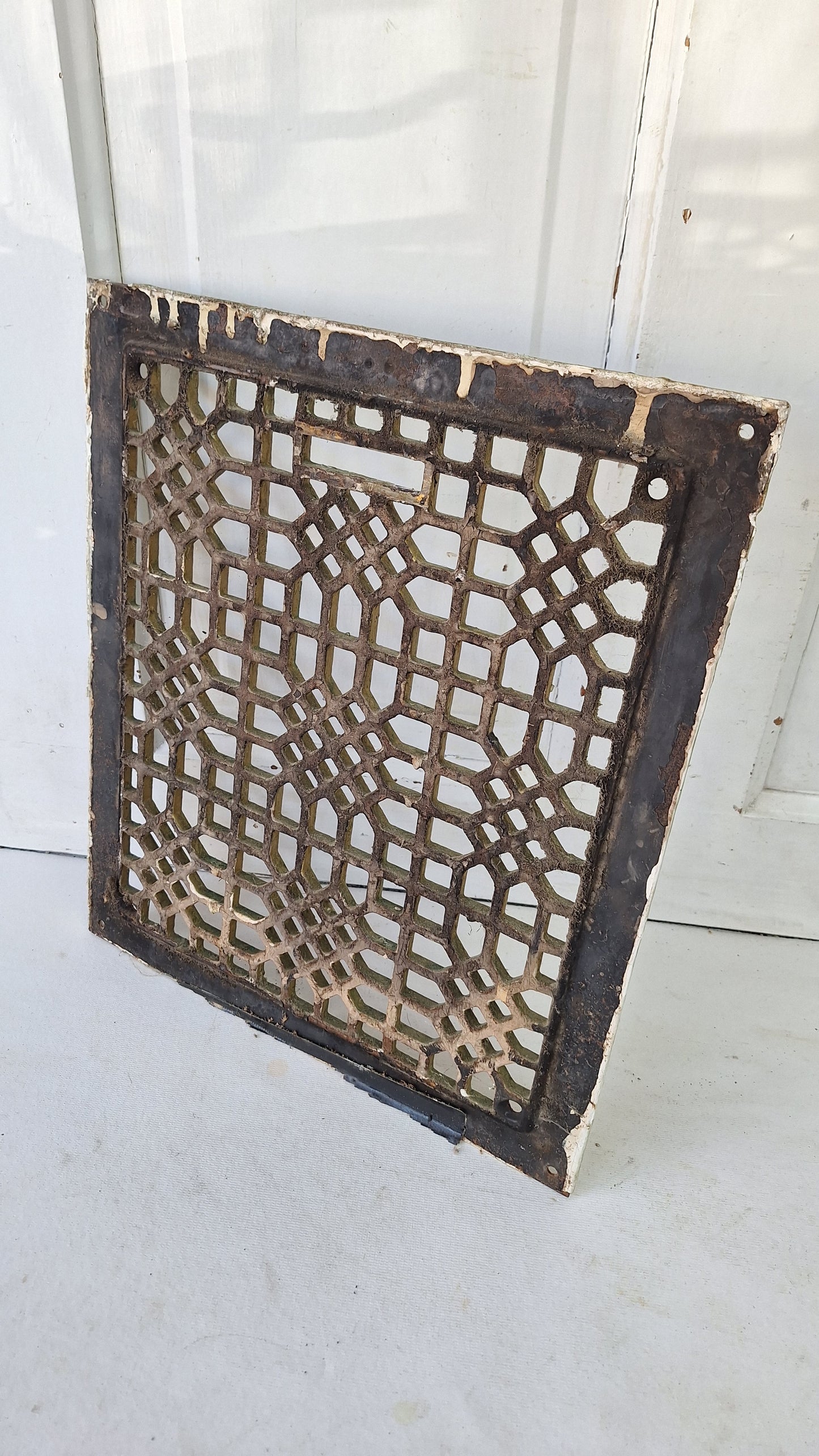 12 x 14 Antique Ornate Cast Iron Floor Grate, Register Vent Cover