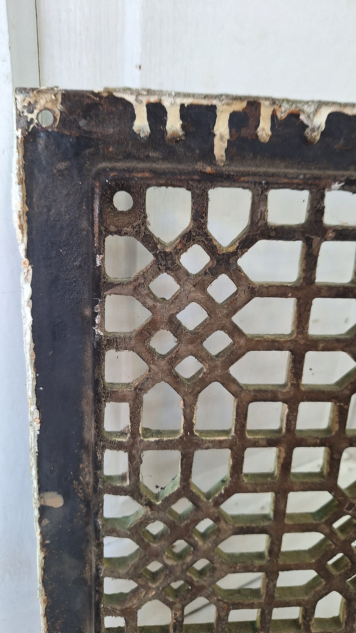 12 x 14 Antique Ornate Cast Iron Floor Grate, Register Vent Cover