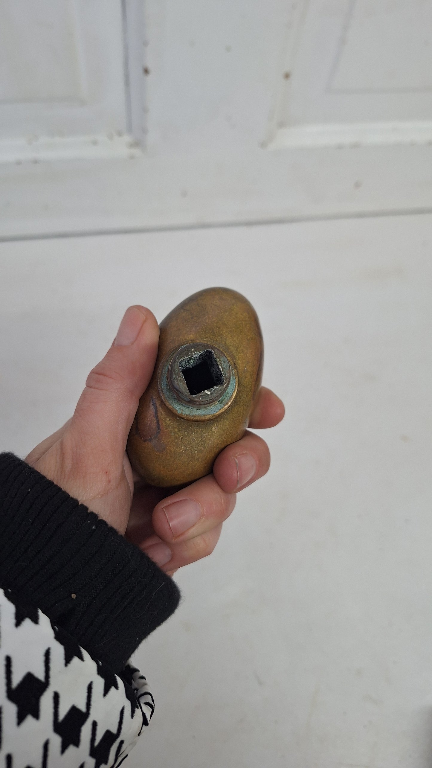 Two Ornate Bronze Oval Doorknobs: Floral Design, Victorian Style