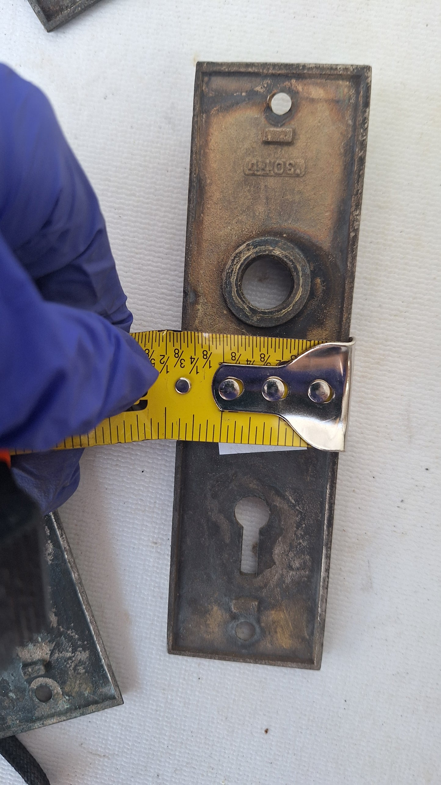 Nickel Plated Mallory Wheeler Doorknob Plates, Small Door Knob Backplates