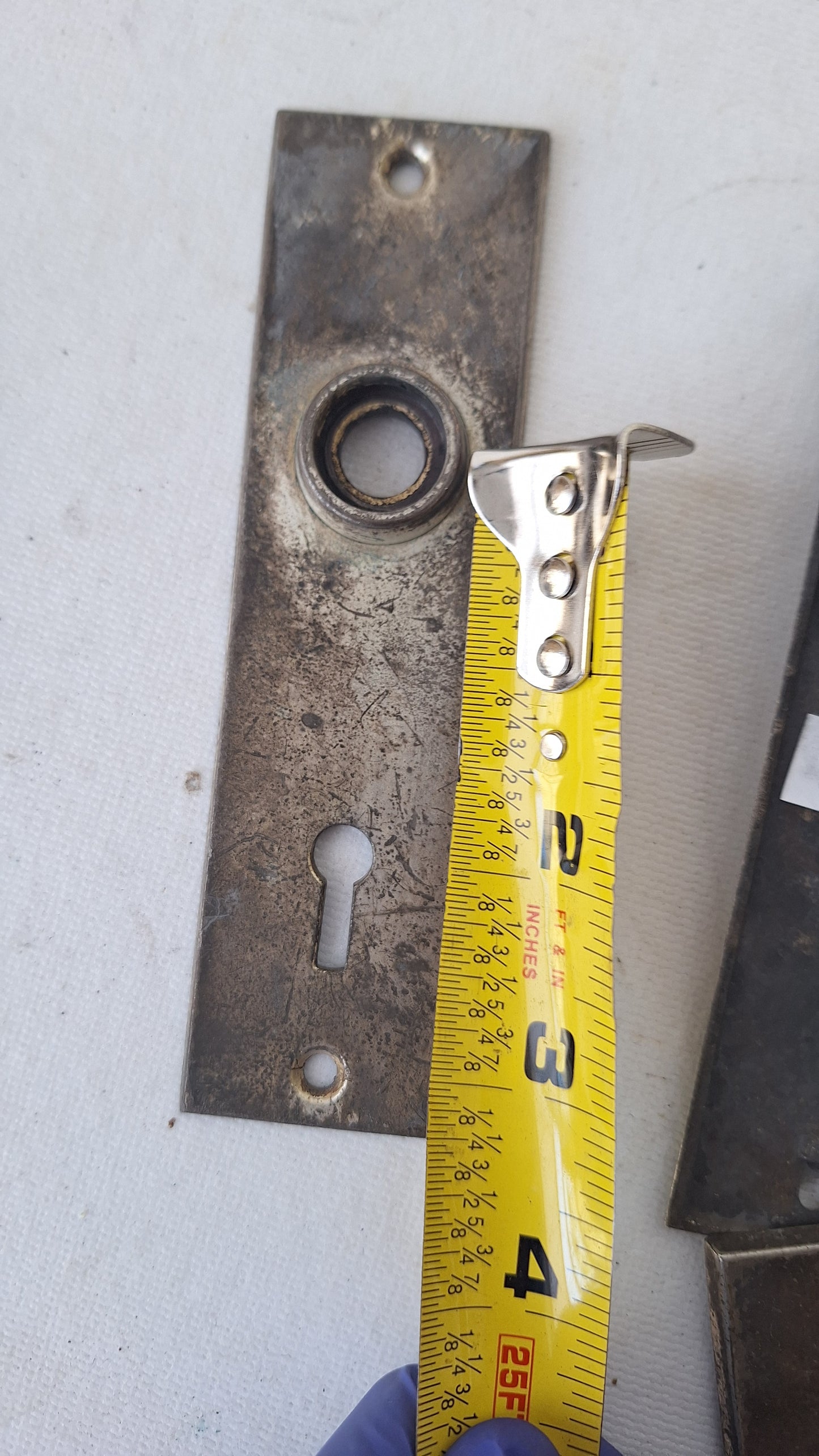 Nickel Plated Mallory Wheeler Doorknob Plates, Small Door Knob Backplates