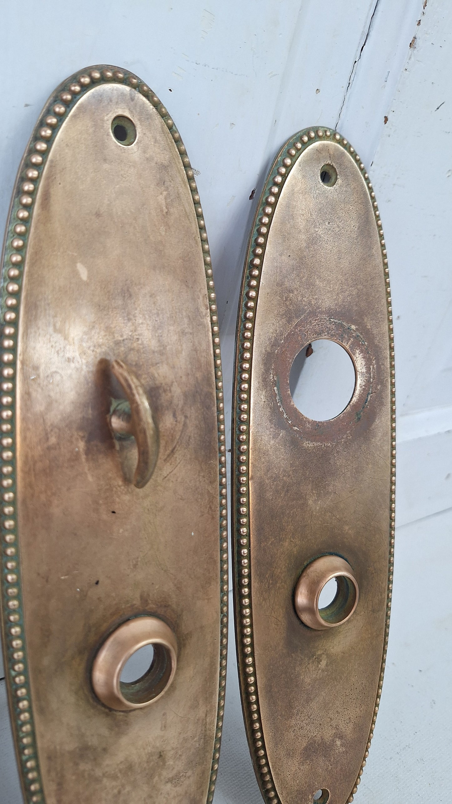 Bronze Knob & Plate Set, Front Door Knobs and Backplates with Cylinder Lock