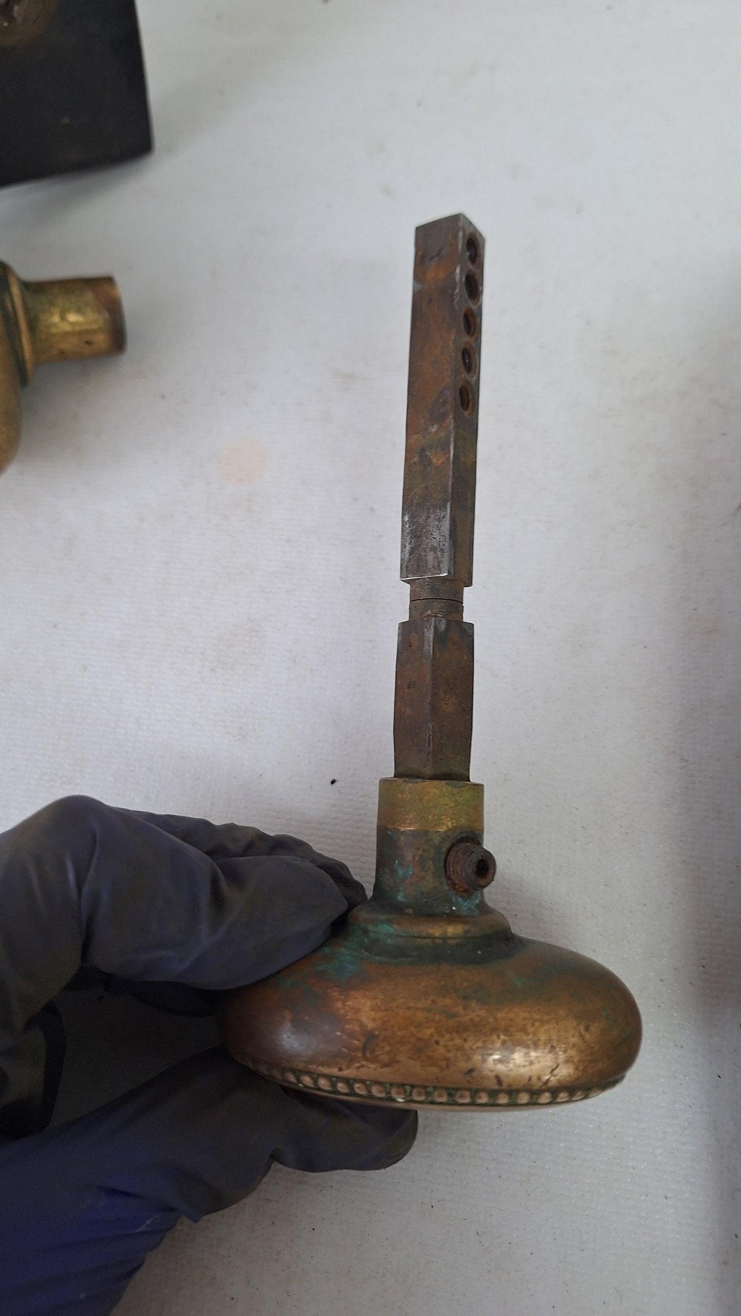 Bronze Knob & Plate Set, Front Door Knobs and Backplates with Cylinder Lock