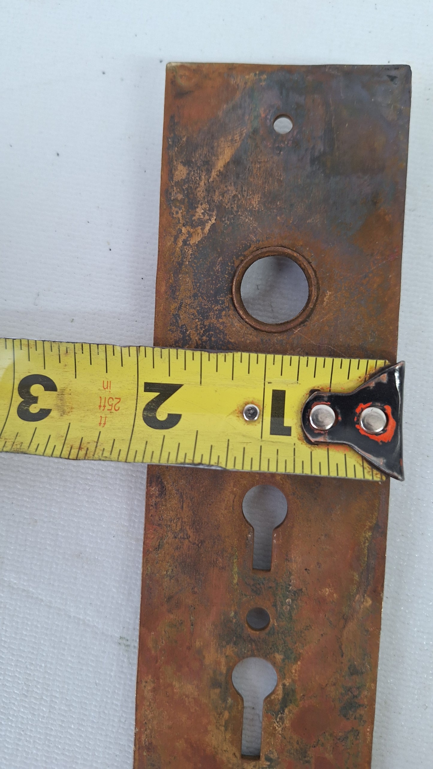 Large Bronze Victorian Exterior Back Plate, Eastlake Escutcheon with Double Keyhole