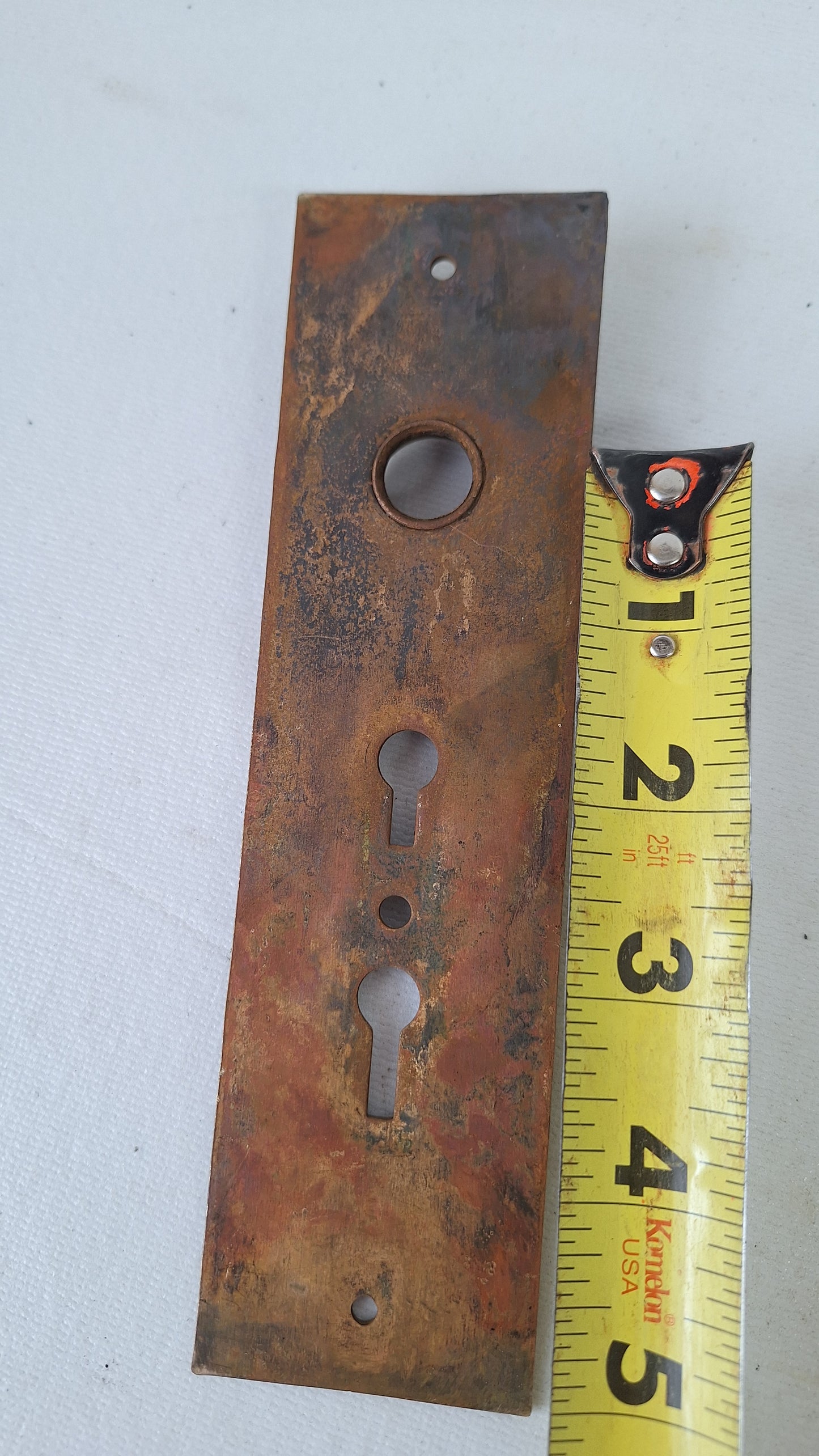 Large Bronze Victorian Exterior Back Plate, Eastlake Escutcheon with Double Keyhole