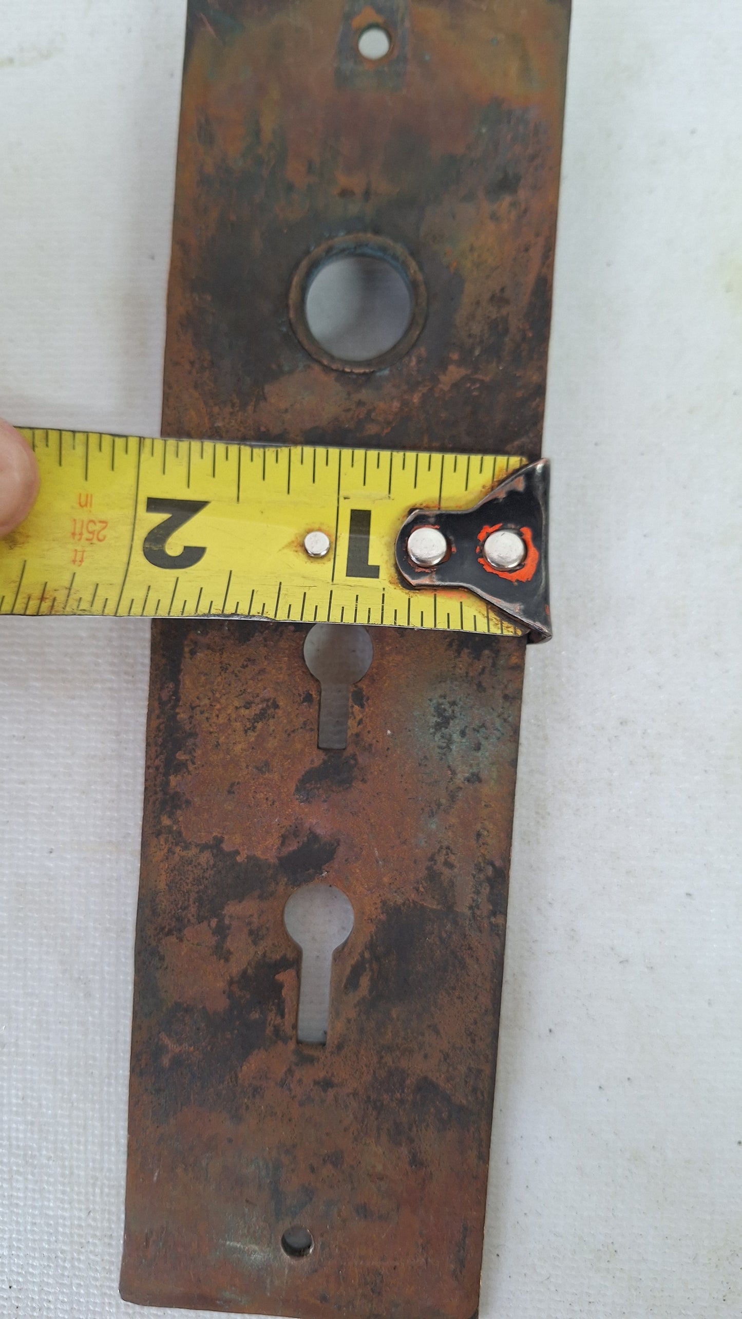 Ornate Bronze Victorian Exterior Back Plate, Eastlake Escutcheon with Double Keyhole