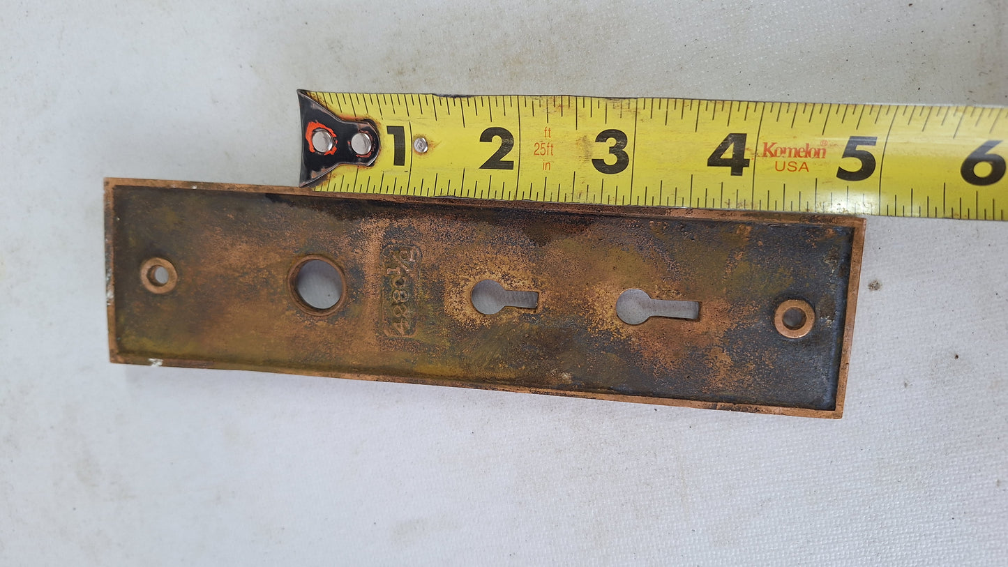 Ornate Bronze Exterior Door Plate, Antique Doorknob BackPlate Double Keyhole