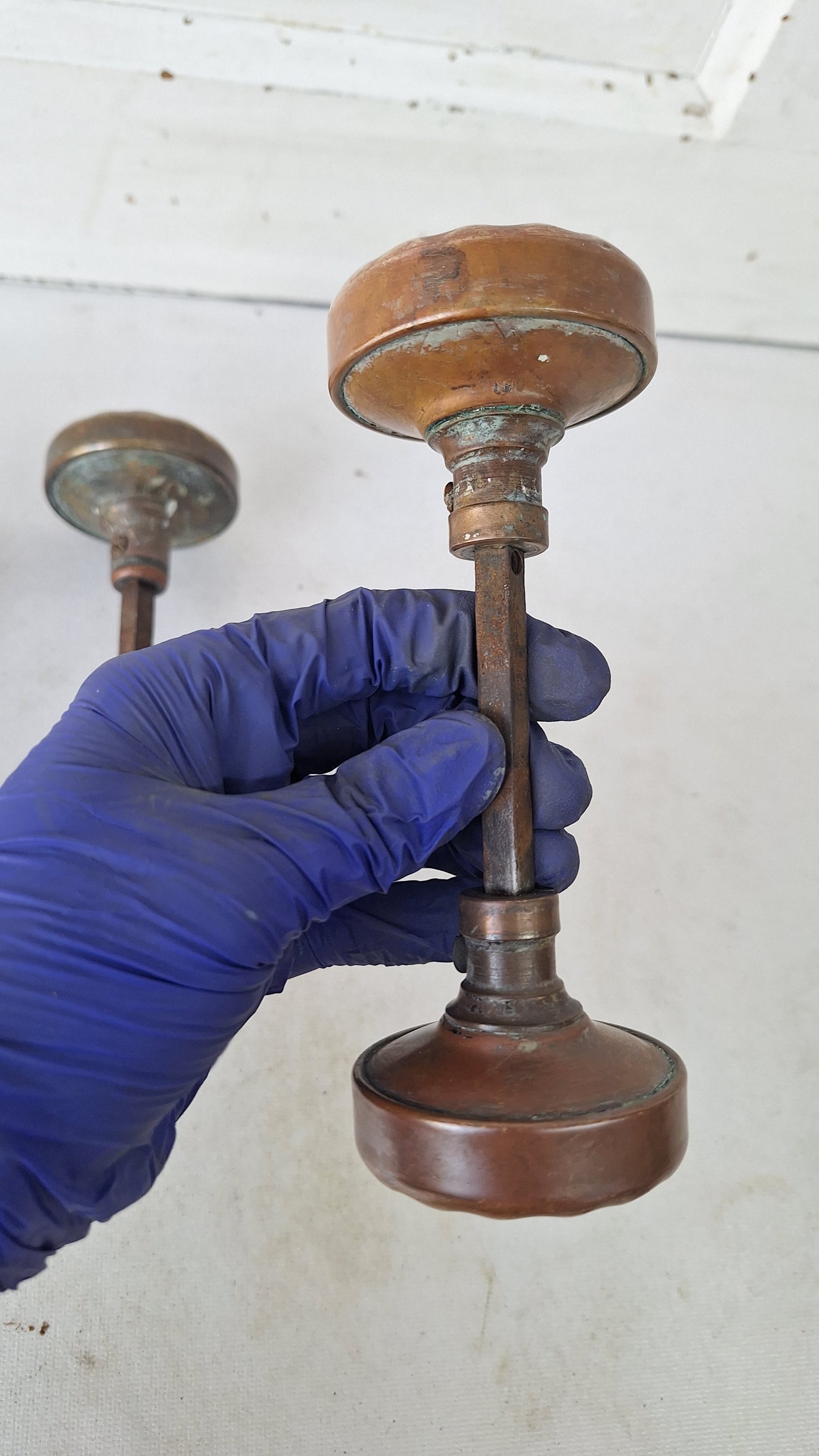 Antique Eulalia Pattern Doorknob Set, Victorian Era Bronze Door Knobs