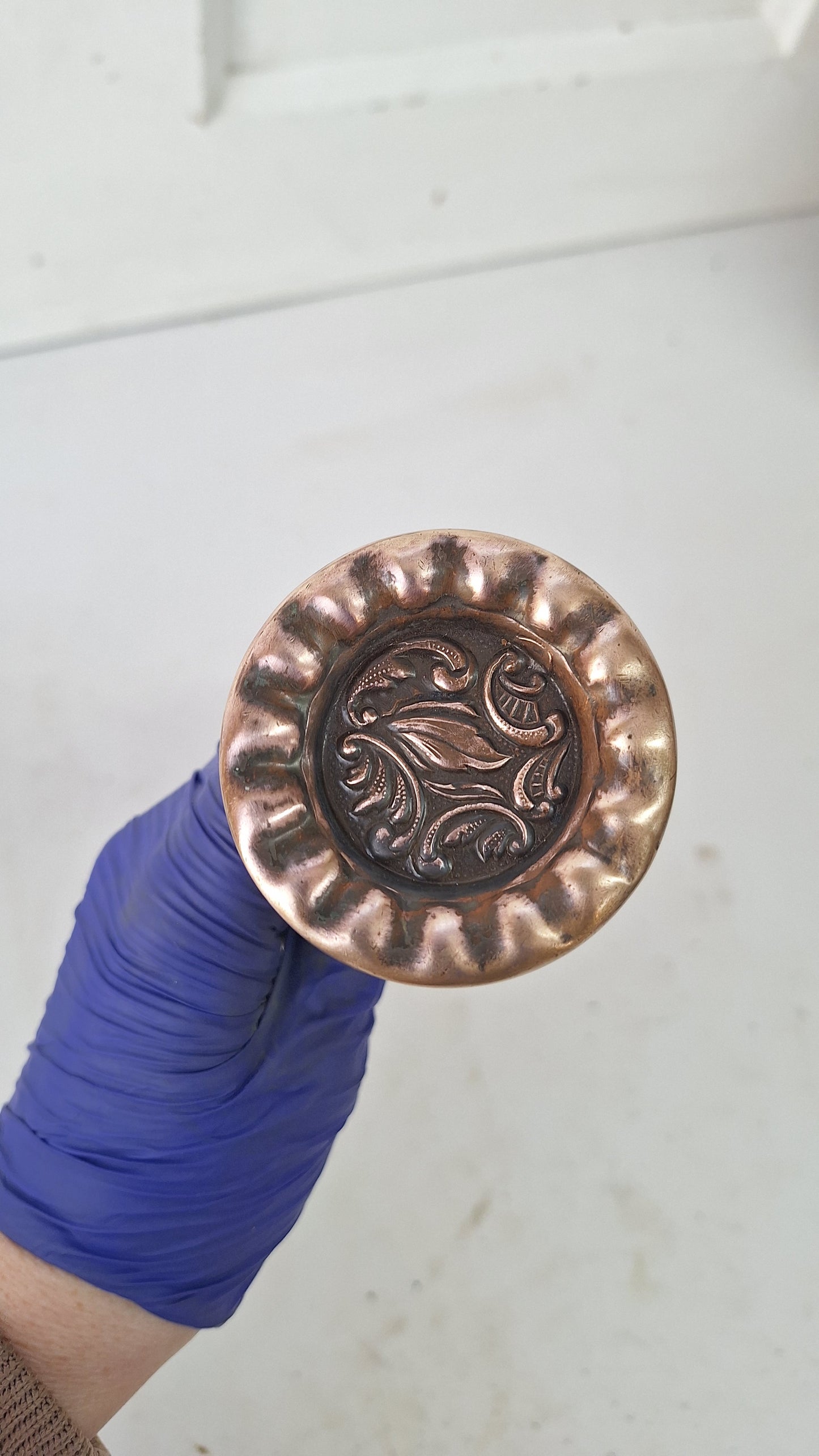 Antique Eulalia Pattern Doorknob Set, Victorian Era Bronze Door Knobs