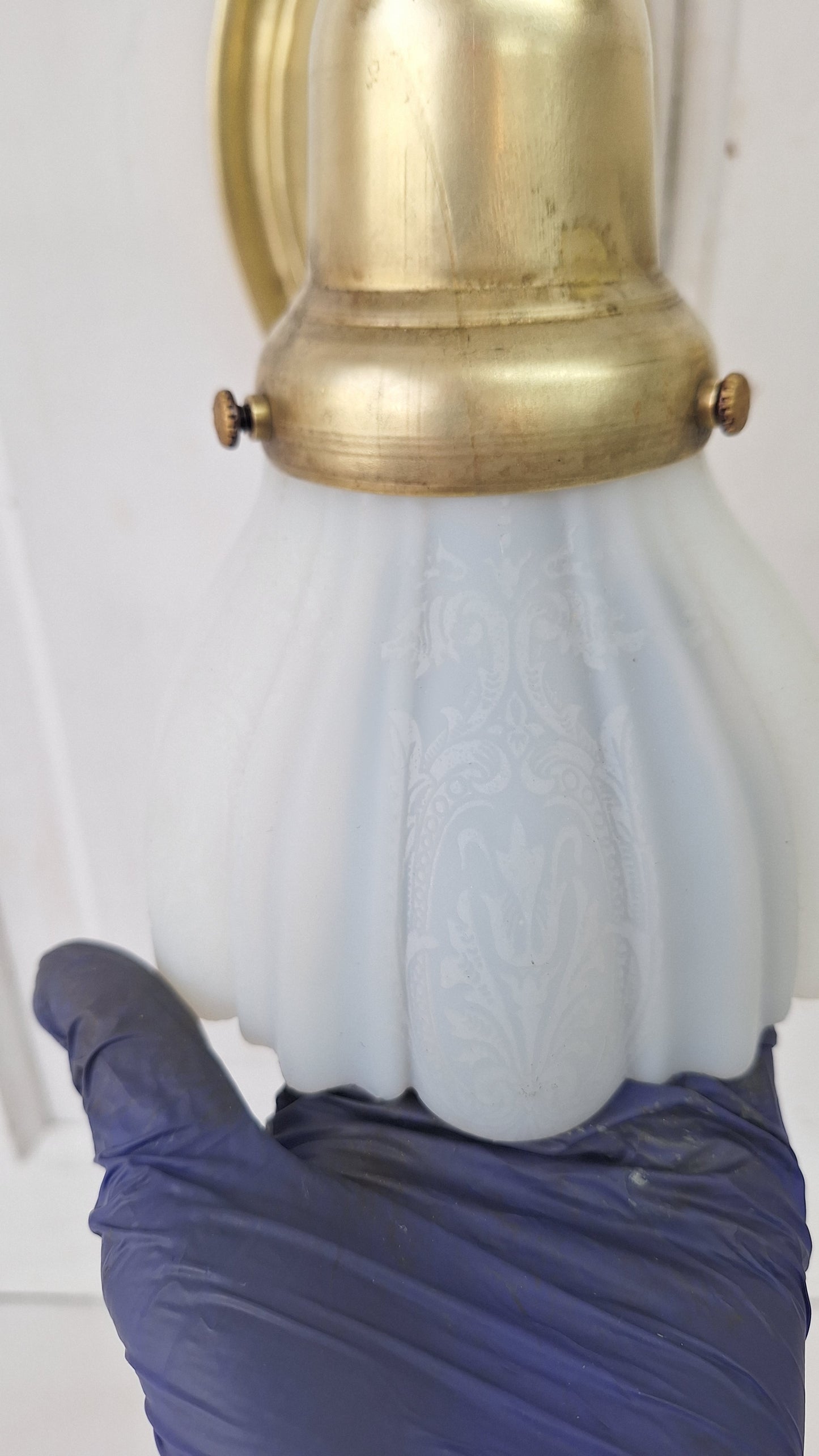 Vintage Brass Wall Sconces: Etched Glass, Architectural Salvage