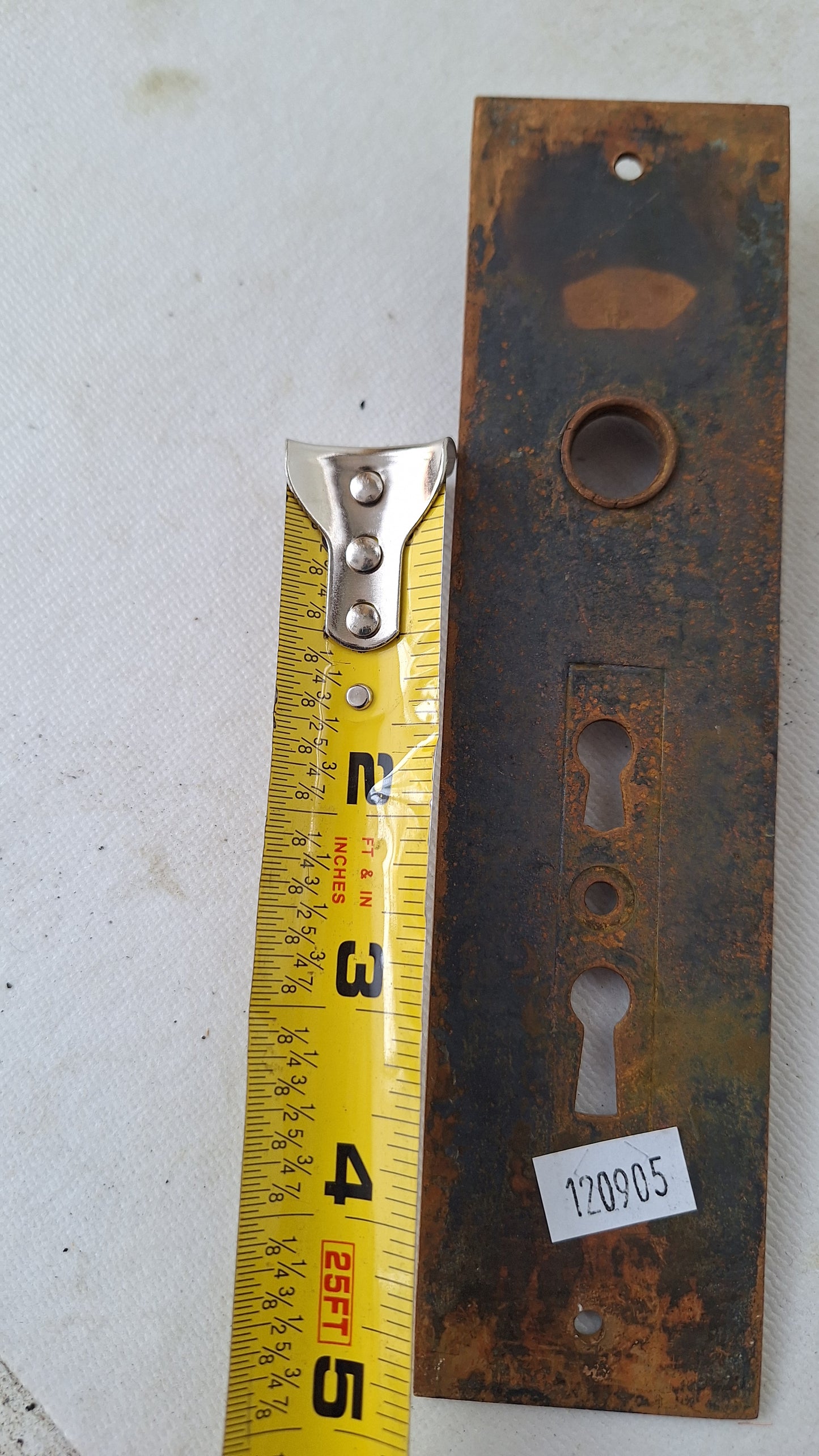 Eastlake Bronze Plate with Double Keyhole, Ceylon Pattern Entry Door Knob Backplate