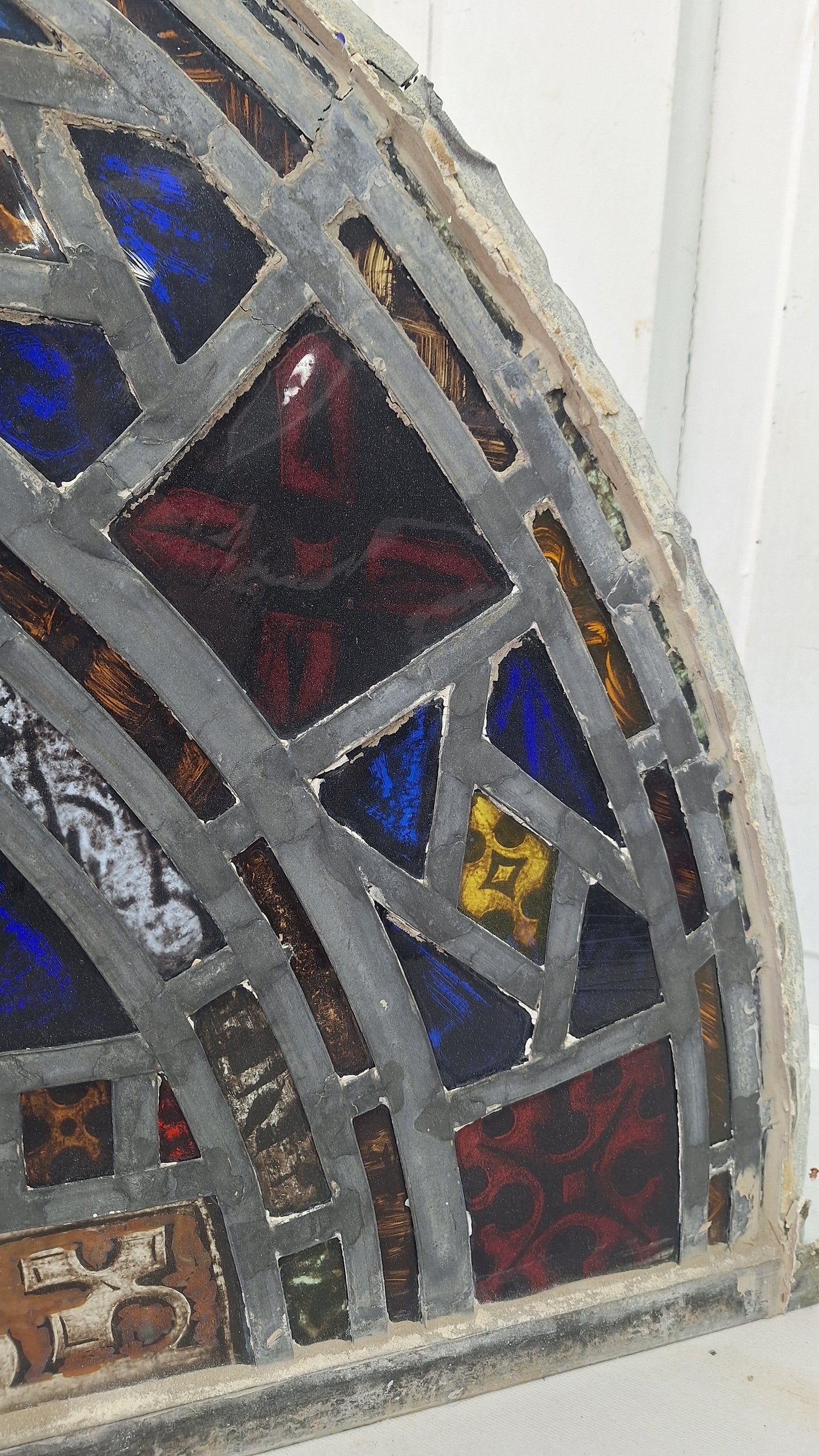 Gothic Arch Antique Stained Glass, Vintage Church Windows