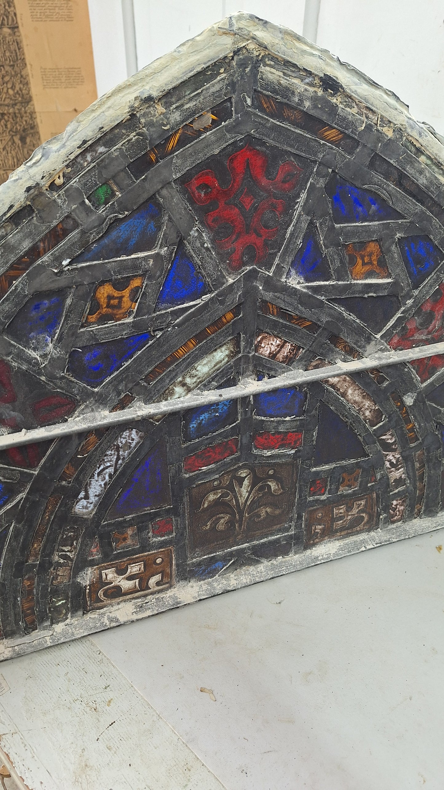Gothic Arch Antique Stained Glass, Vintage Church Windows