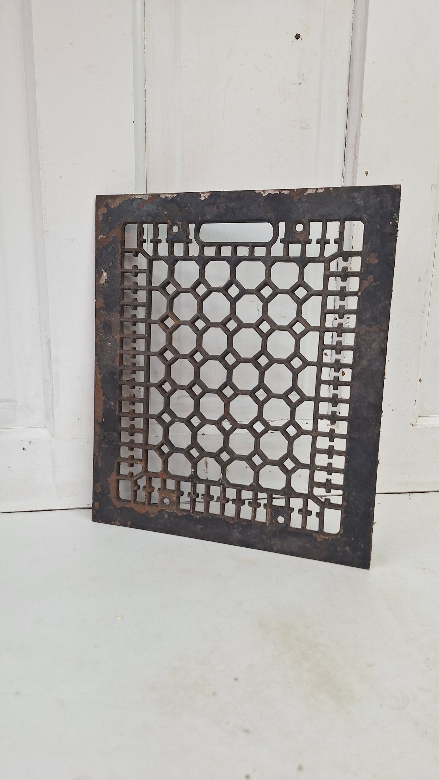 14 x 12 Antique Ornate Pattern Vent Cover, Salvaged Cast Iron Floor Grate