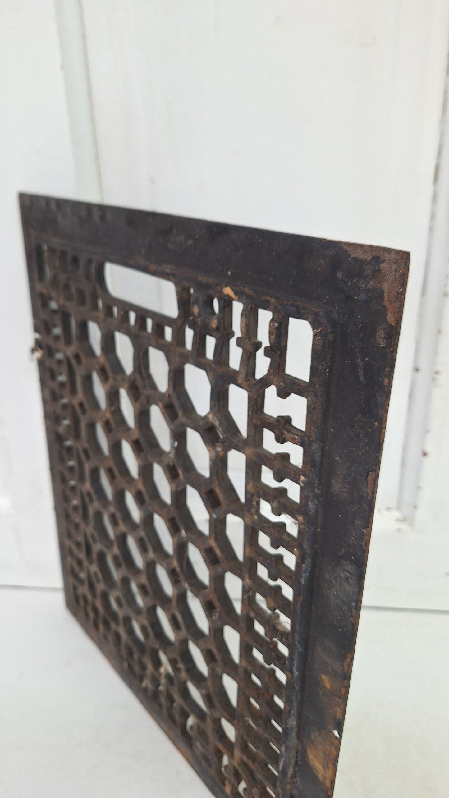 14 x 12 Antique Ornate Pattern Vent Cover, Salvaged Cast Iron Floor Grate
