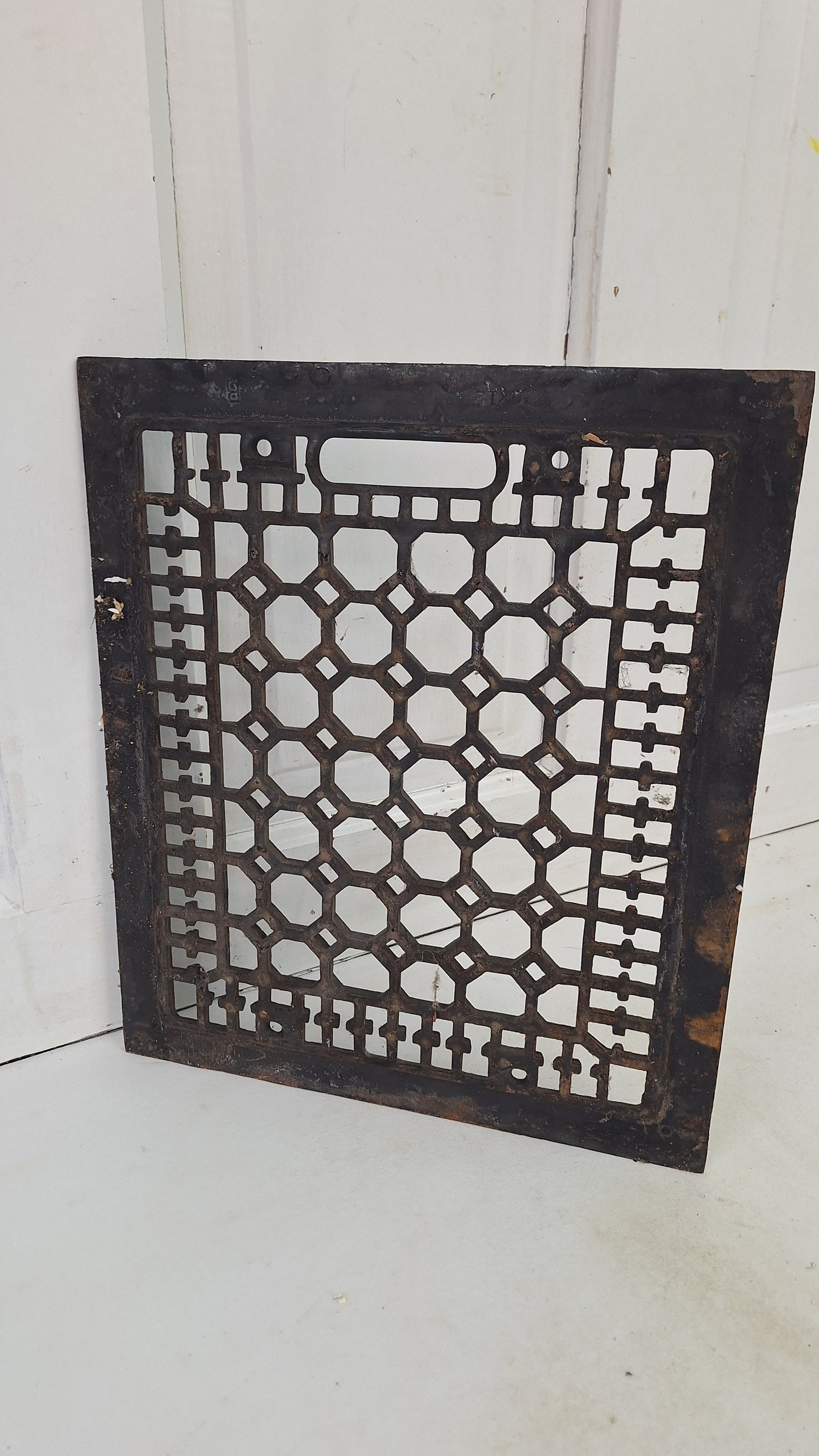 14 x 12 Antique Ornate Pattern Vent Cover, Salvaged Cast Iron Floor Grate