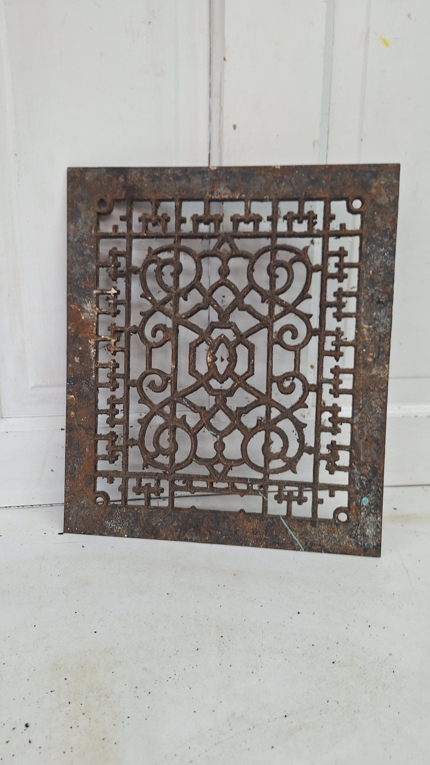 14 x 12 Antique Scroll Pattern Vent Cover, Salvaged Cast Iron Floor Grate