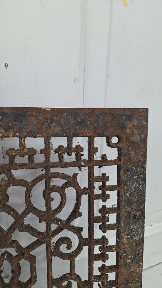 14 x 12 Antique Scroll Pattern Vent Cover, Salvaged Cast Iron Floor Grate