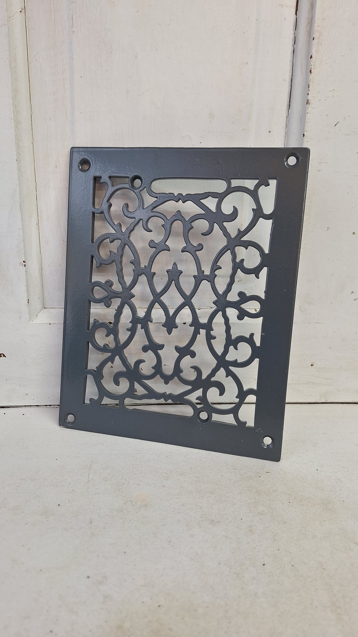 8 x 10 Ornate Antique Vent Cover, Cast Iron Heating Register Grate