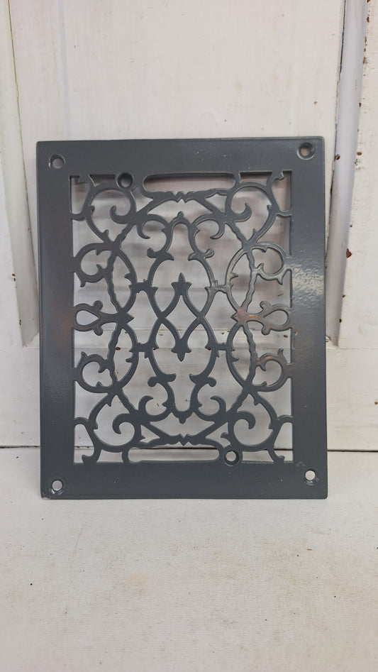 8 x 10 Ornate Antique Vent Cover, Cast Iron Heating Register Grate