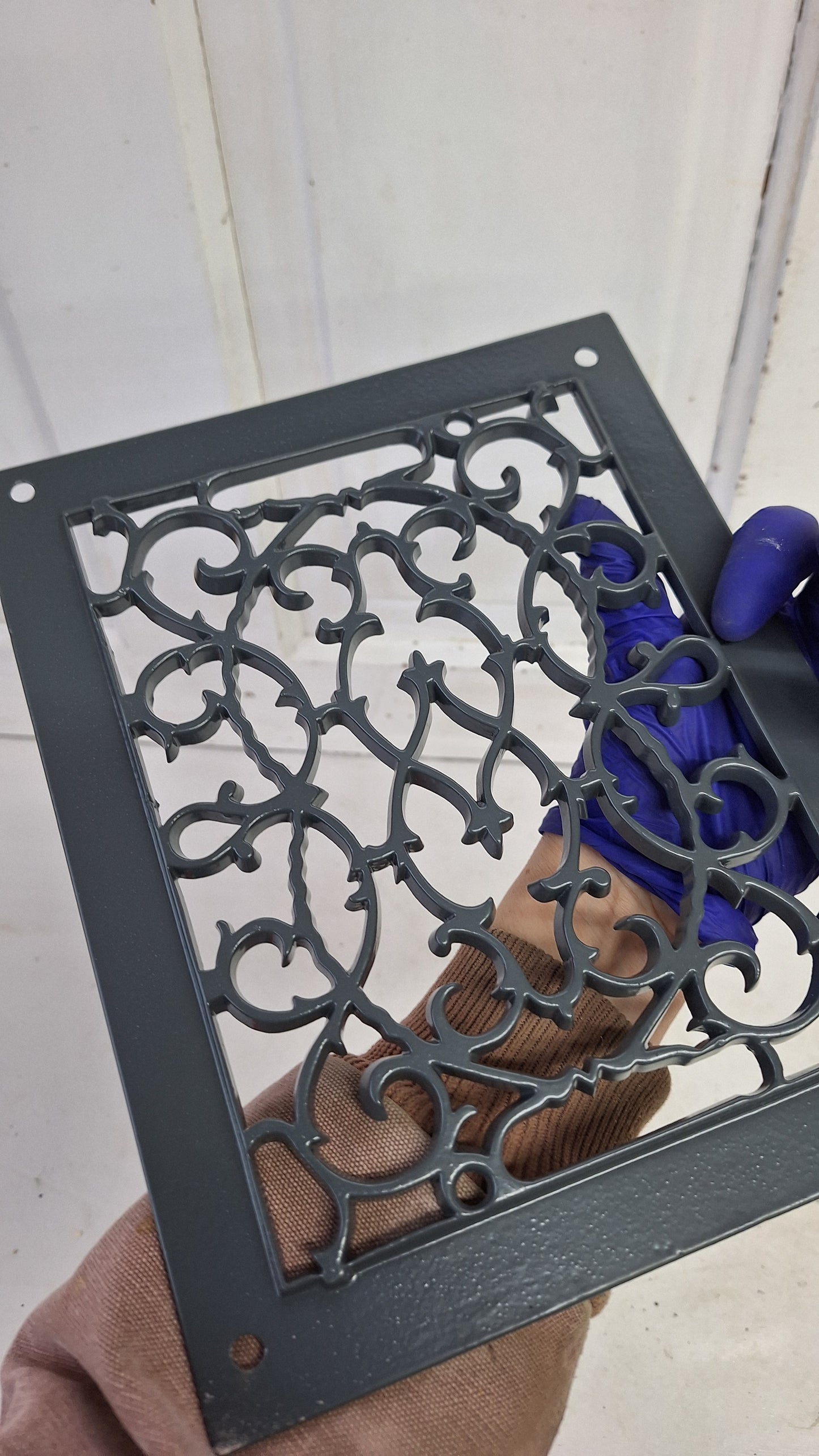 8 x 10 Ornate Antique Vent Cover, Cast Iron Heating Register Grate