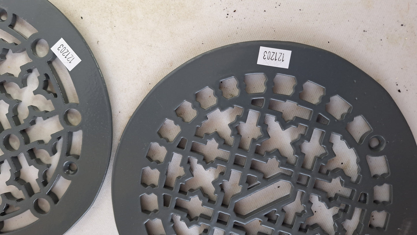 8" Round Antique Vent Cover, Circle Cast Iron Register Grate