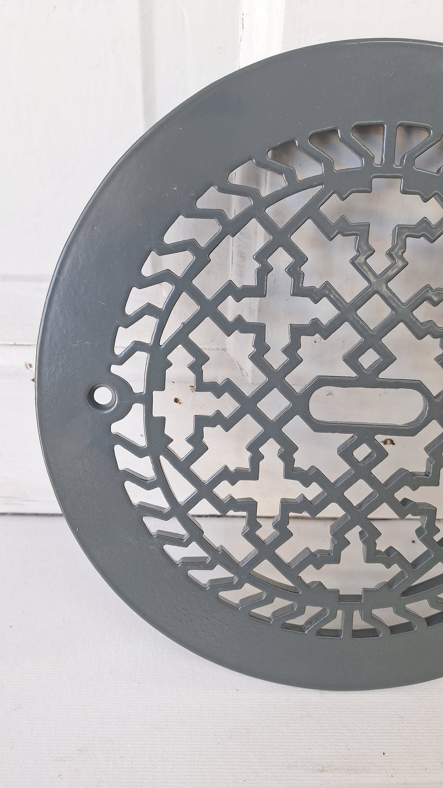 10" Round Antique Vent Cover, Circle Cast Iron Register Grate