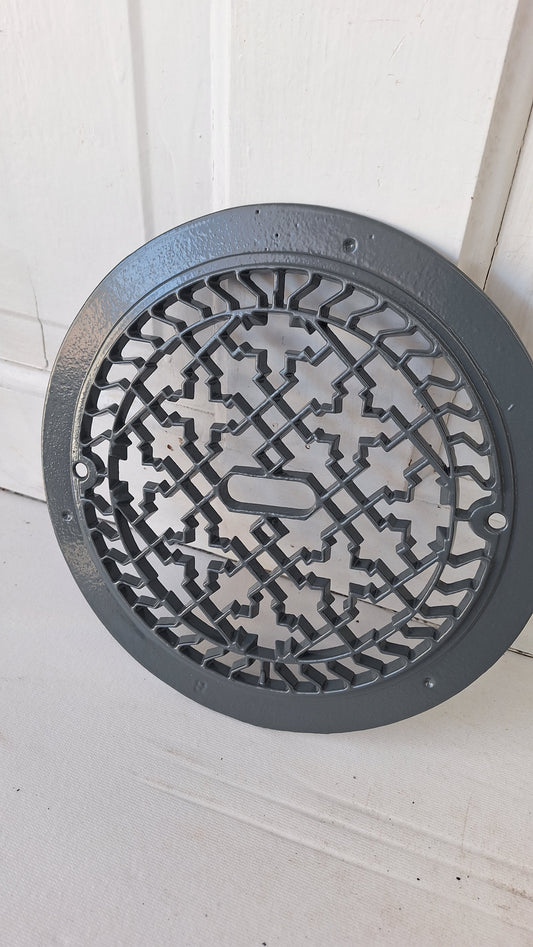 10" Round Antique Vent Cover, Circle Cast Iron Register Grate