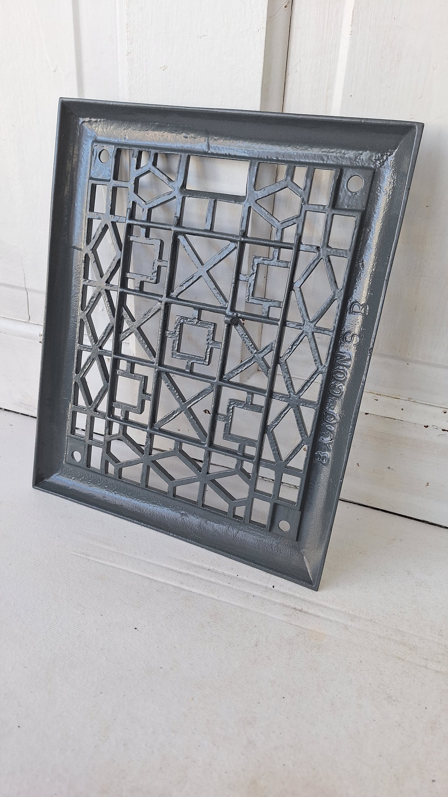 10 x 12 Raised Wall Vent Cover, Antique Cast Iron Ornate Register Cover
