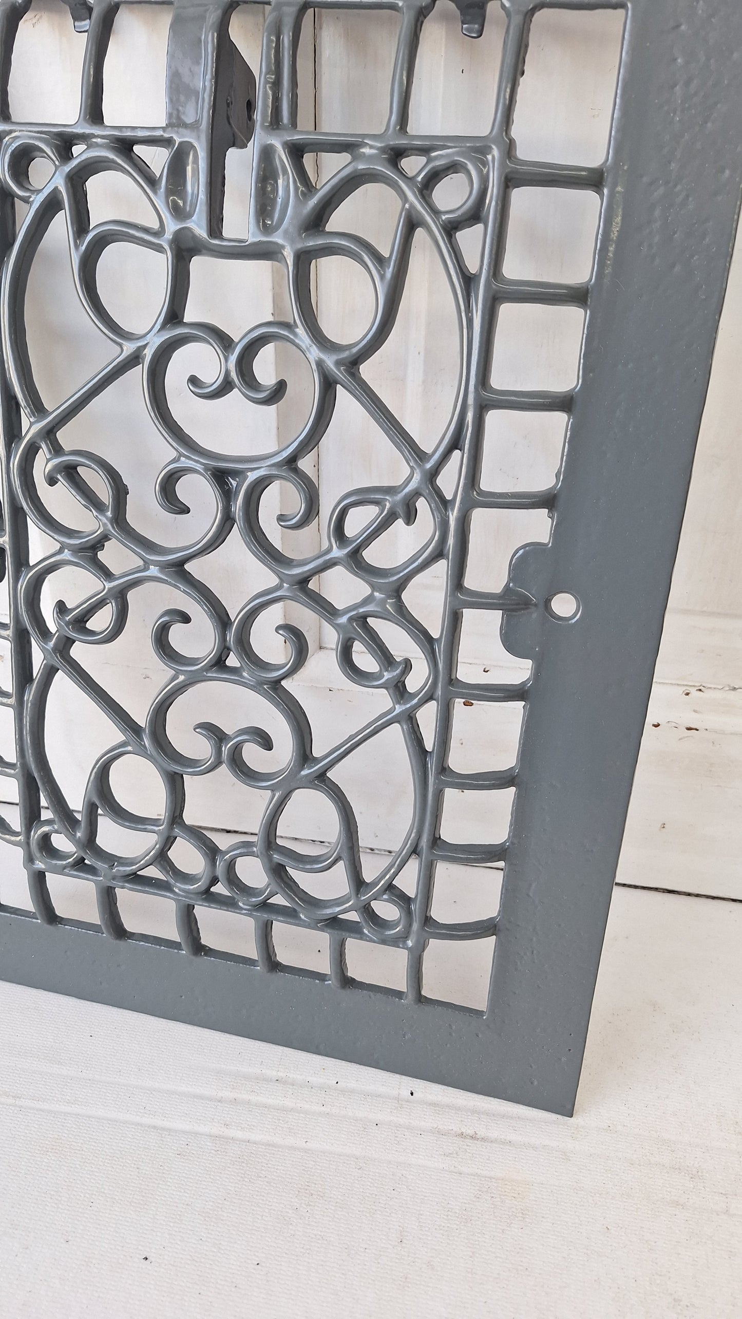 10 x 14 Raised Wall Vent Cover, Antique Cast Iron Ornate Register Cover