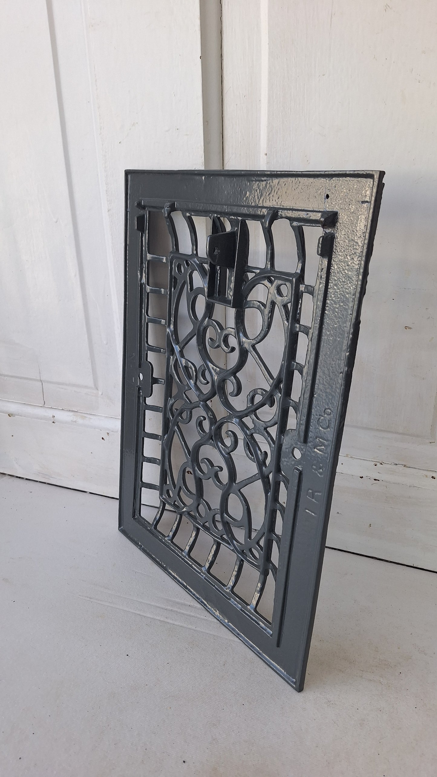 10 x 14 Raised Wall Vent Cover, Antique Cast Iron Ornate Register Cover