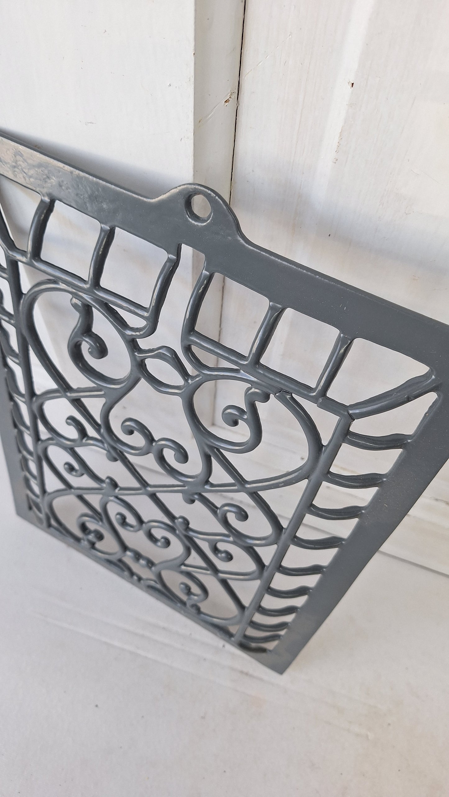 10 x 13 Raised Wall Vent Cover, Antique Cast Iron Ornate Register Grate