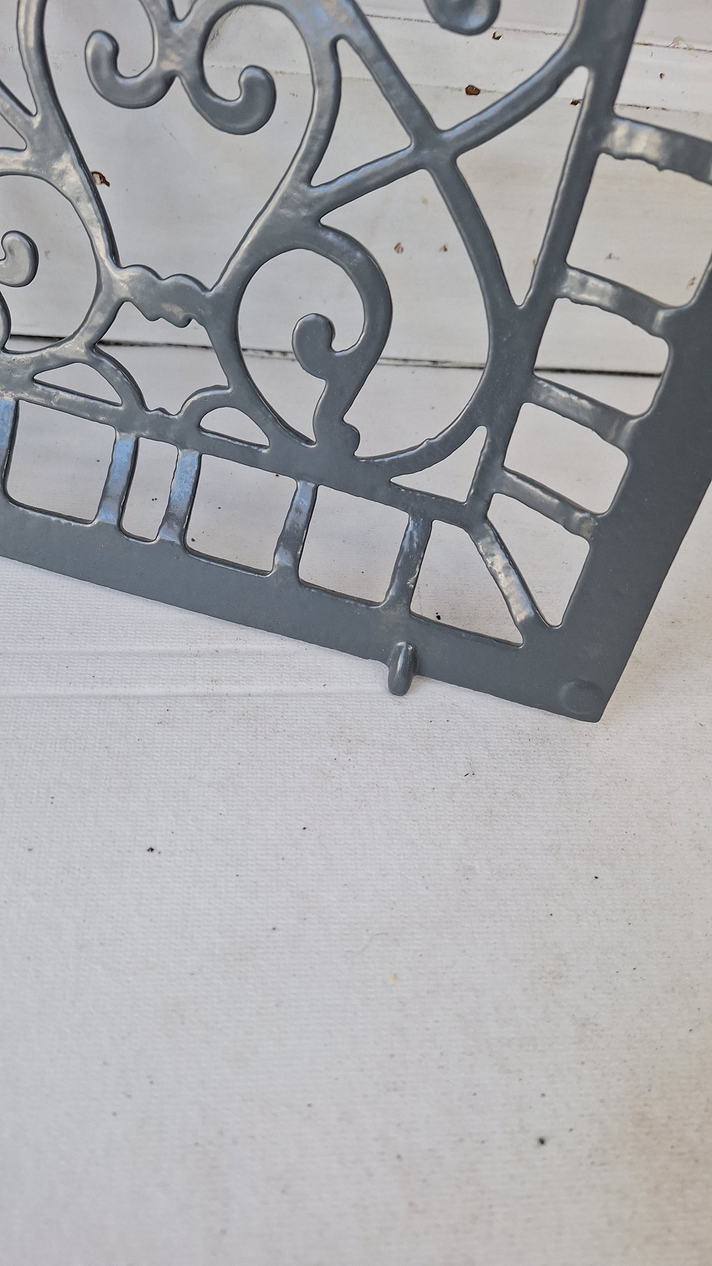 10 x 13 Raised Wall Vent Cover, Antique Cast Iron Ornate Register Grate