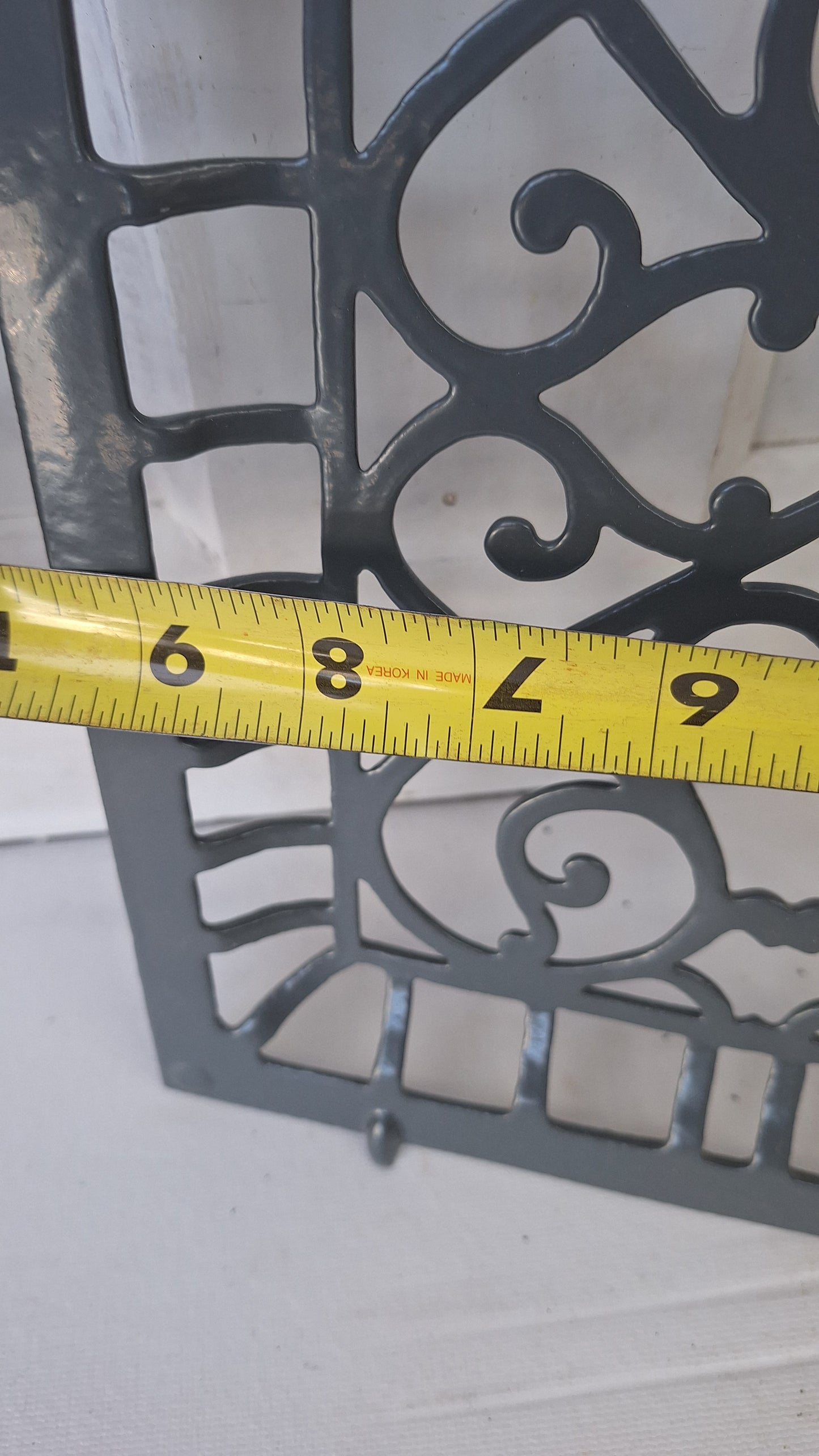 10 x 13 Raised Wall Vent Cover, Antique Cast Iron Ornate Register Grate