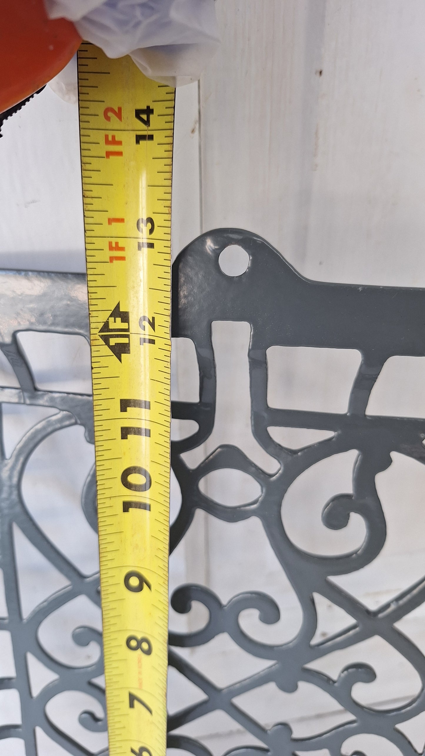 10 x 13 Raised Wall Vent Cover, Antique Cast Iron Ornate Register Grate