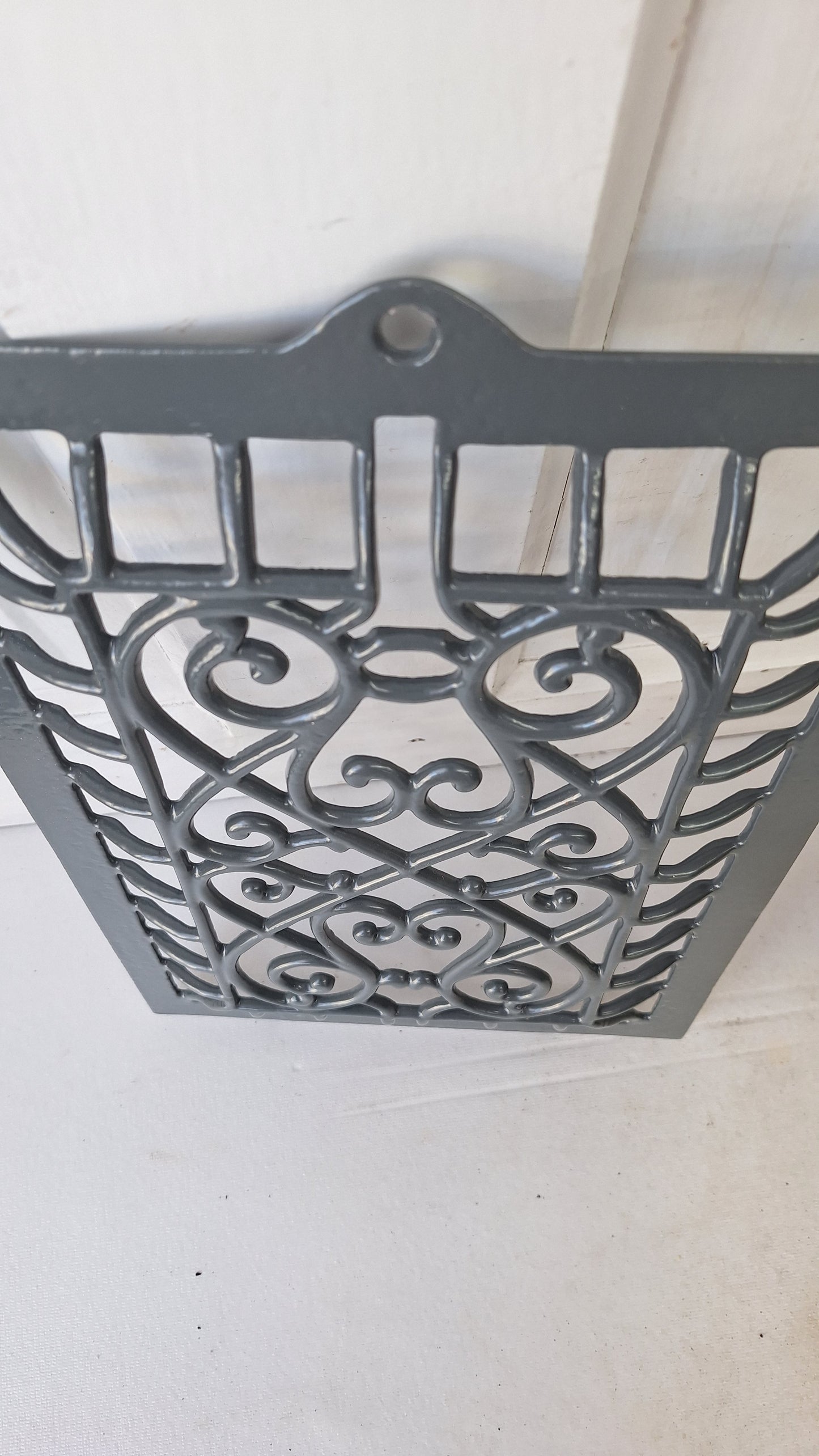 9 x 13 Raised Wall Vent Cover, Antique Cast Iron Ornate Register Grate