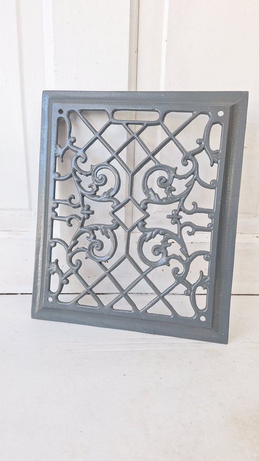 10 x 12 Ornate Raised Wall Vent Cover, Antique Cast Iron Ornate Register Cover
